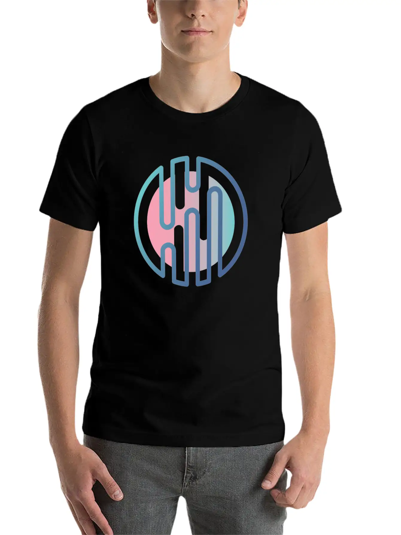Geometric Gradient Cirlcels Aesthetic Avant Garde Essential Unisex Summer Tee – Soft Cotton Casual Fit