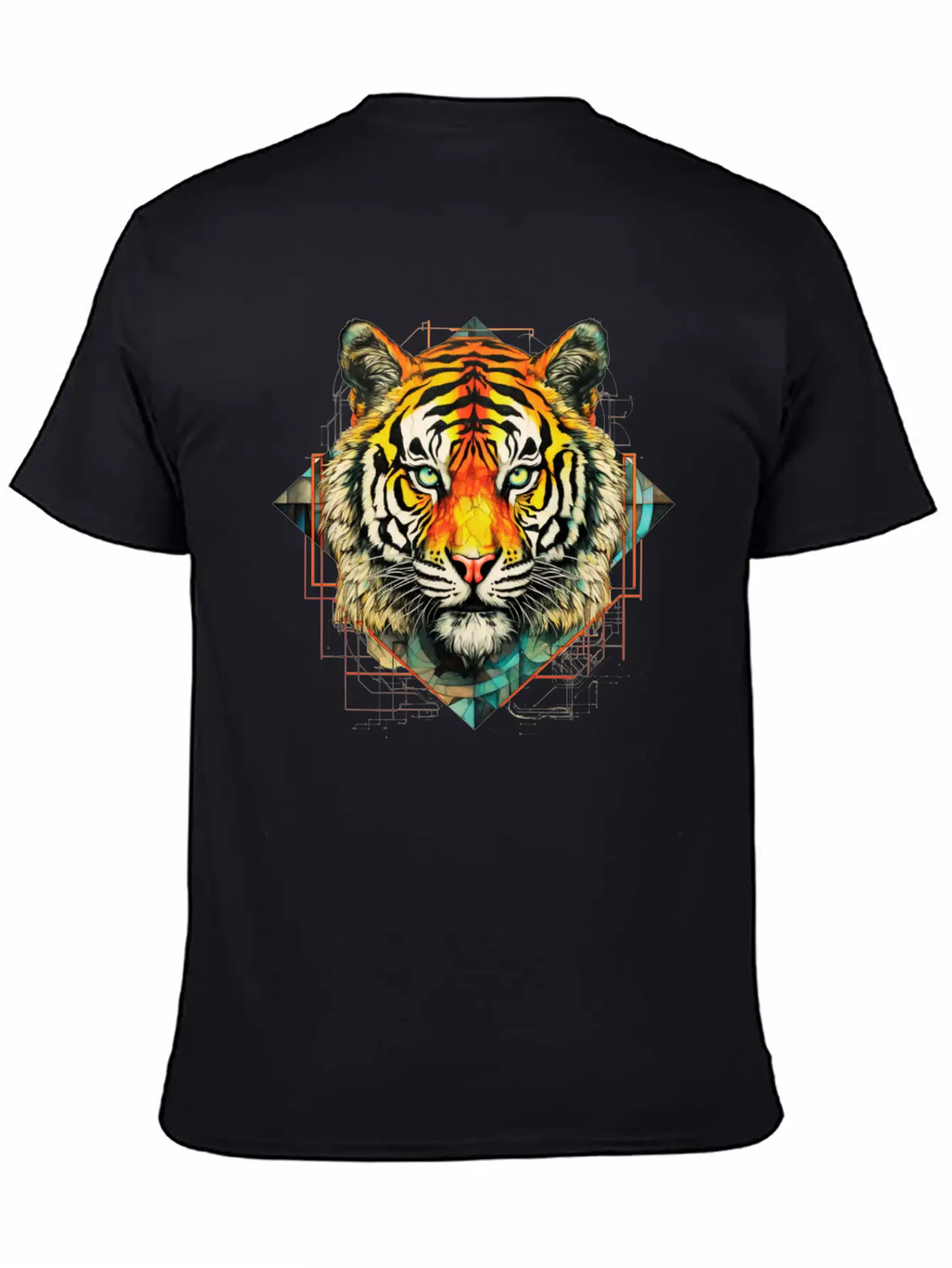 Geometric Tiger Unisex Short Sleeve Soft Cotton T-Shirt – Casual Everyday Wear