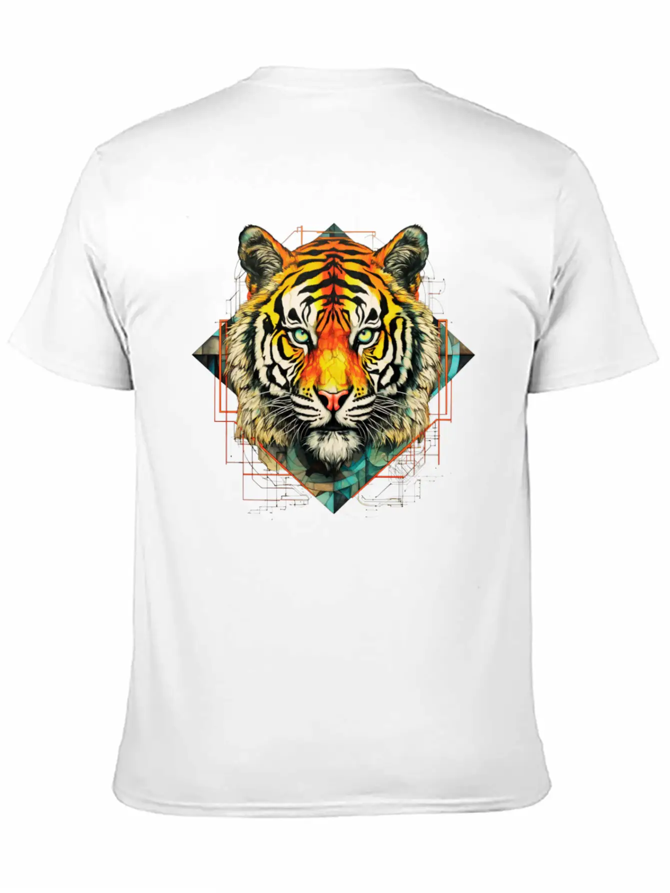 Geometric Tiger Unisex Short Sleeve Soft Cotton T-Shirt – Casual Everyday Wear