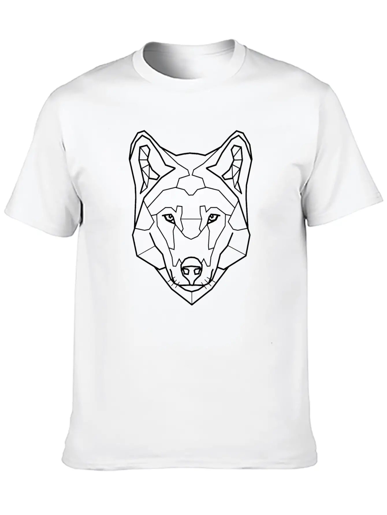Geometrical Line Art Husky - Sled Dog Essential Unisex Summer Tee – Soft Cotton Casual Fit