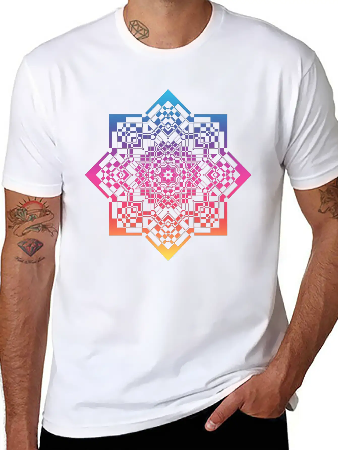 Geometrical Mandala Timeless Short Sleeve Tee – Comfy And Minimalist Design