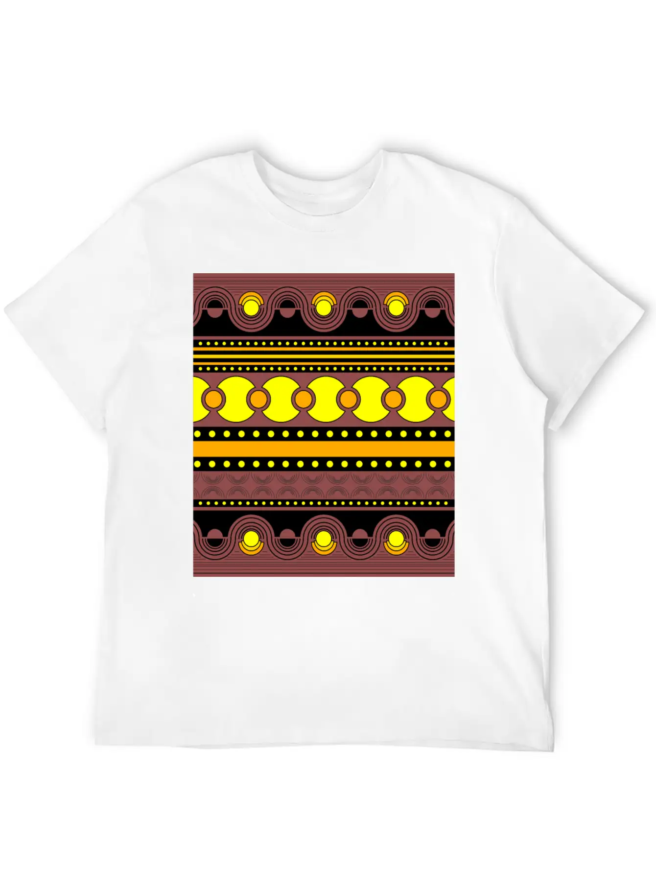 Geometrical Ornament In Rows Basic Graphic T-Shirt – Daily Comfort In Soft Cotton