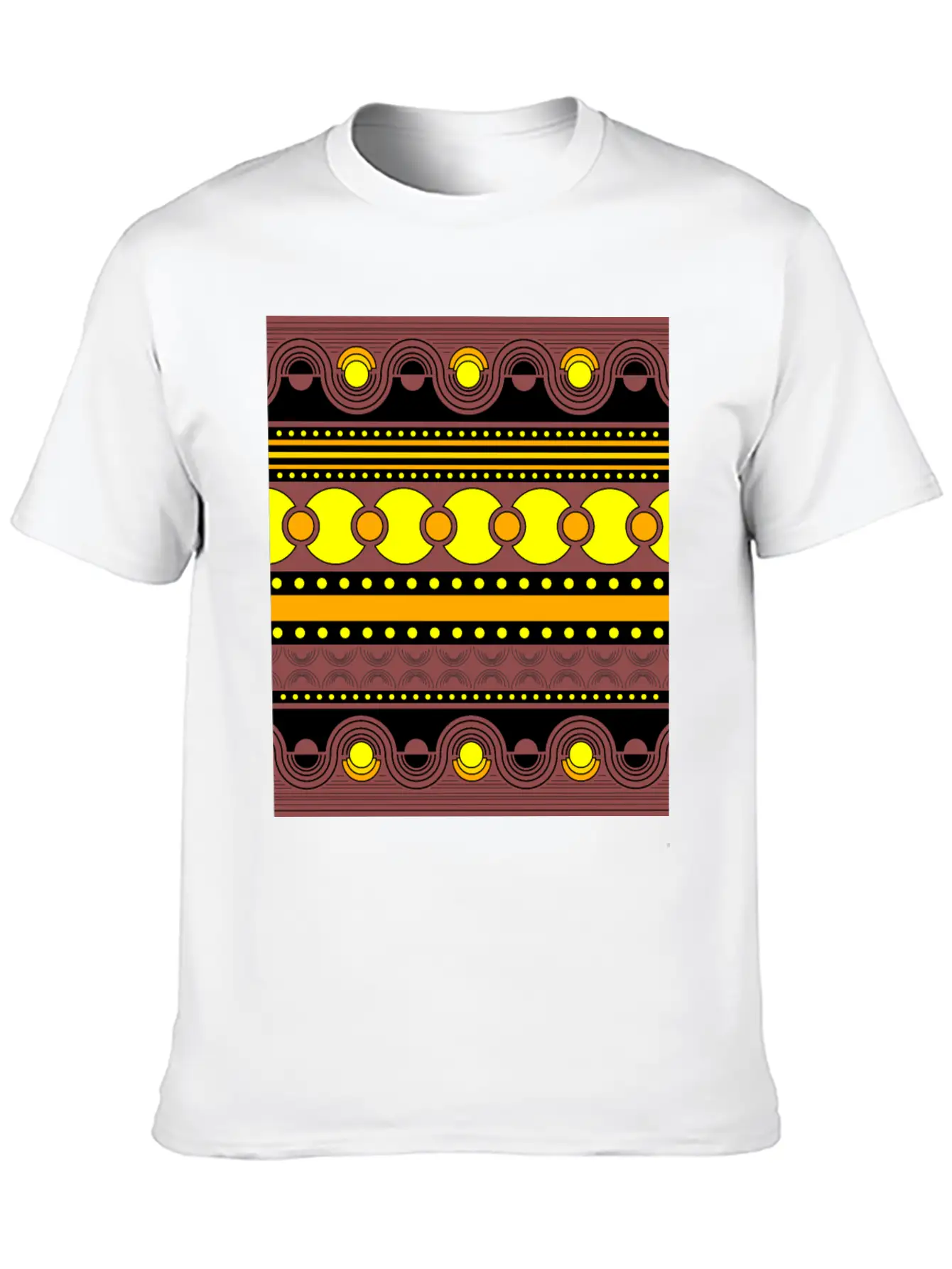 Geometrical Ornament In Rows Basic Graphic T-Shirt – Daily Comfort In Soft Cotton