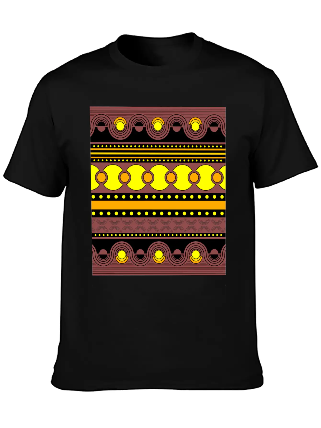 Geometrical Ornament In Rows Basic Graphic T-Shirt – Daily Comfort In Soft Cotton