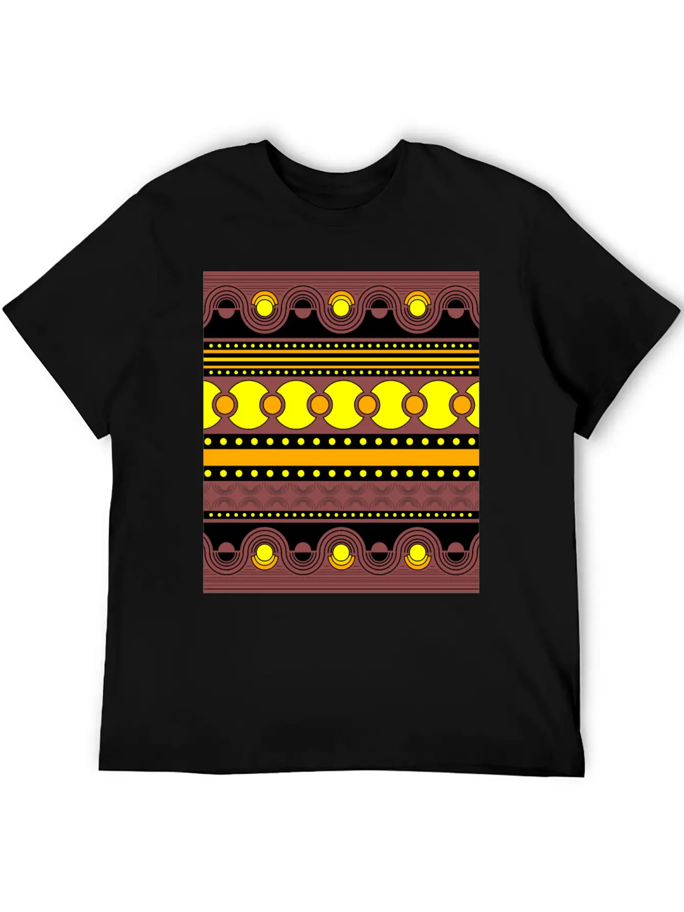 Geometrical Ornament In Rows Basic Graphic T-Shirt – Daily Comfort In Soft Cotton