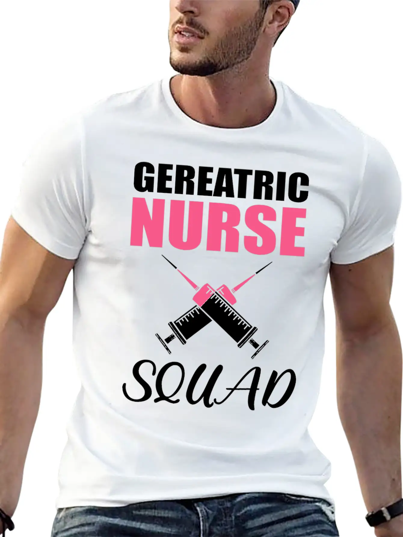 Geriatric Nurse Squad Hospital Retirement Unisex Short Sleeve Soft Cotton T-Shirt – Casual Everyday Wear