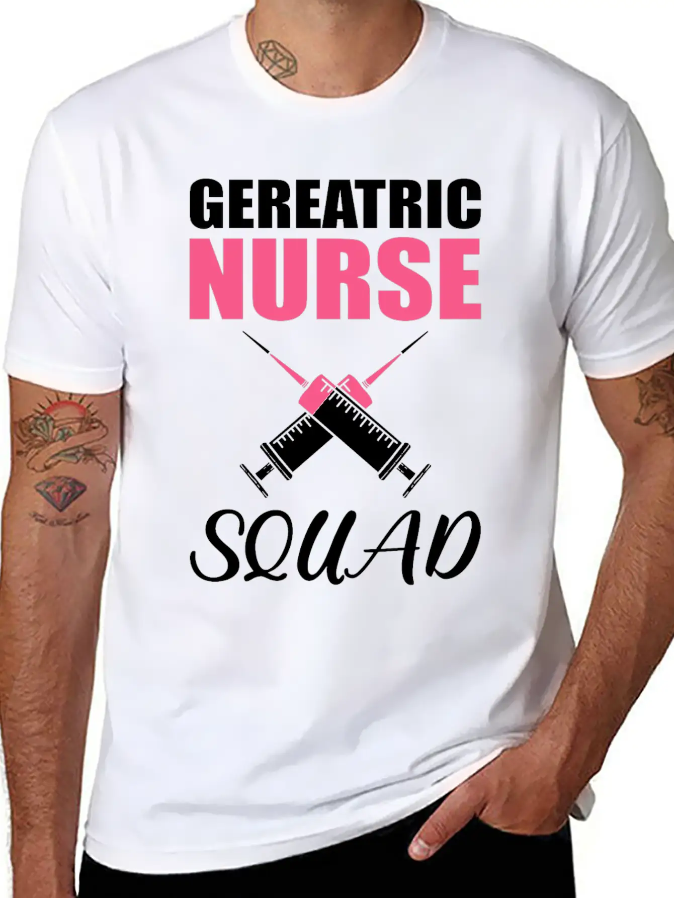 Geriatric Nurse Squad Hospital Retirement Unisex Short Sleeve Soft Cotton T-Shirt – Casual Everyday Wear