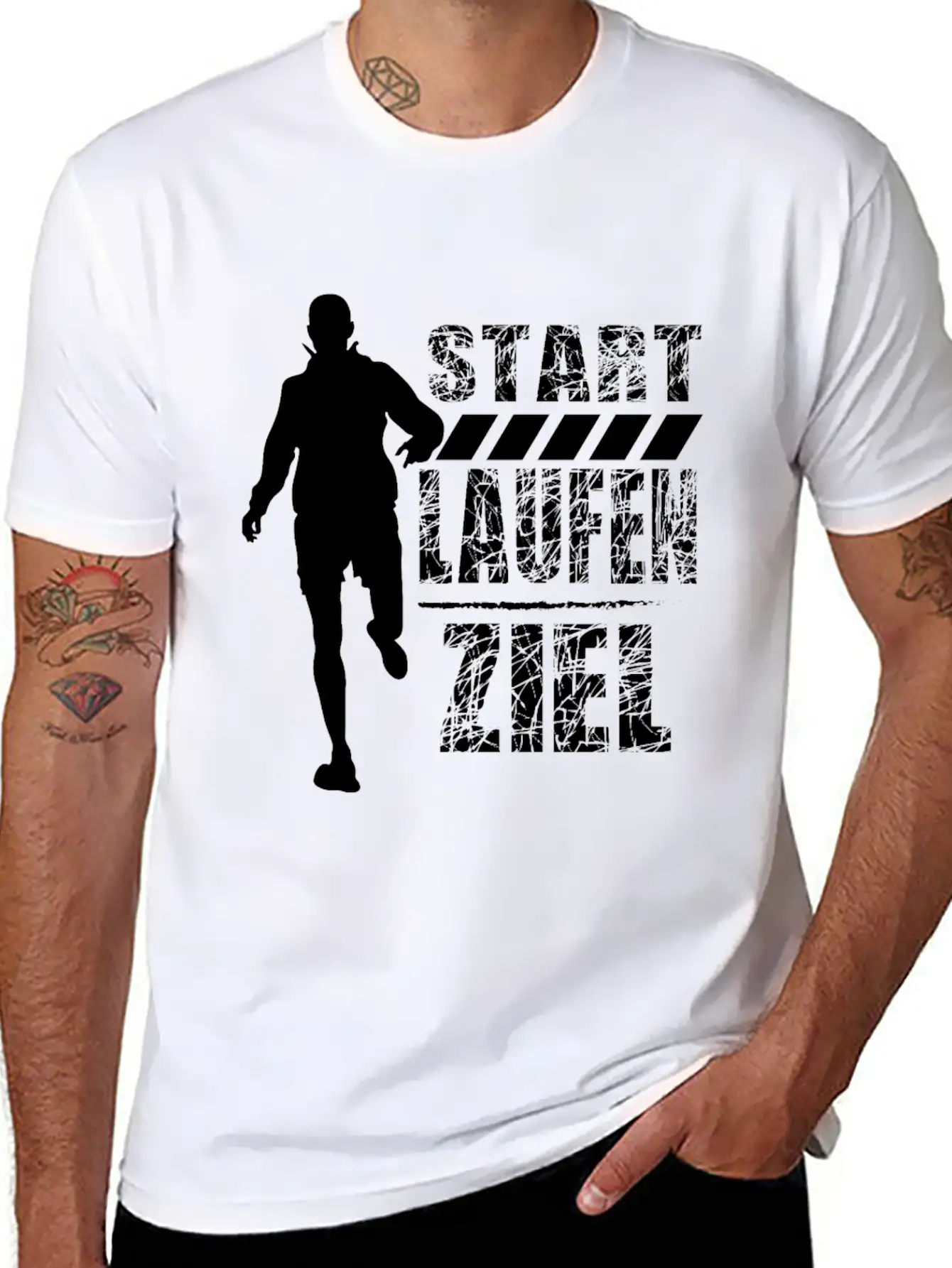 German Running Shirt "Start - Run - Finish" Unisex Casual T-Shirt – Clean Design For Daily Comfort