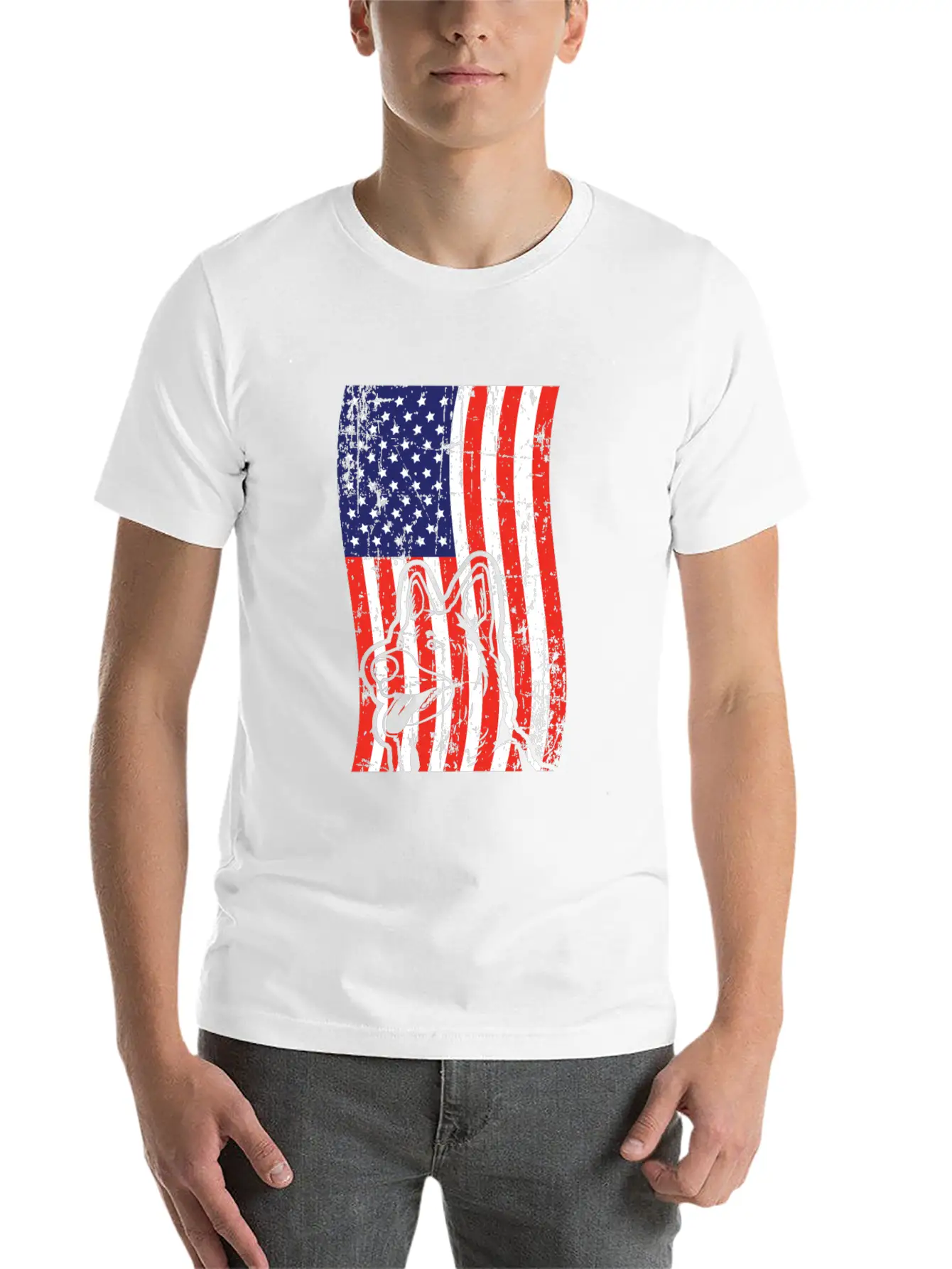 German Shepherd American Flag Patriotic Dog Breed Unisex Short Sleeve Soft Cotton T-Shirt – Casual Everyday Wear