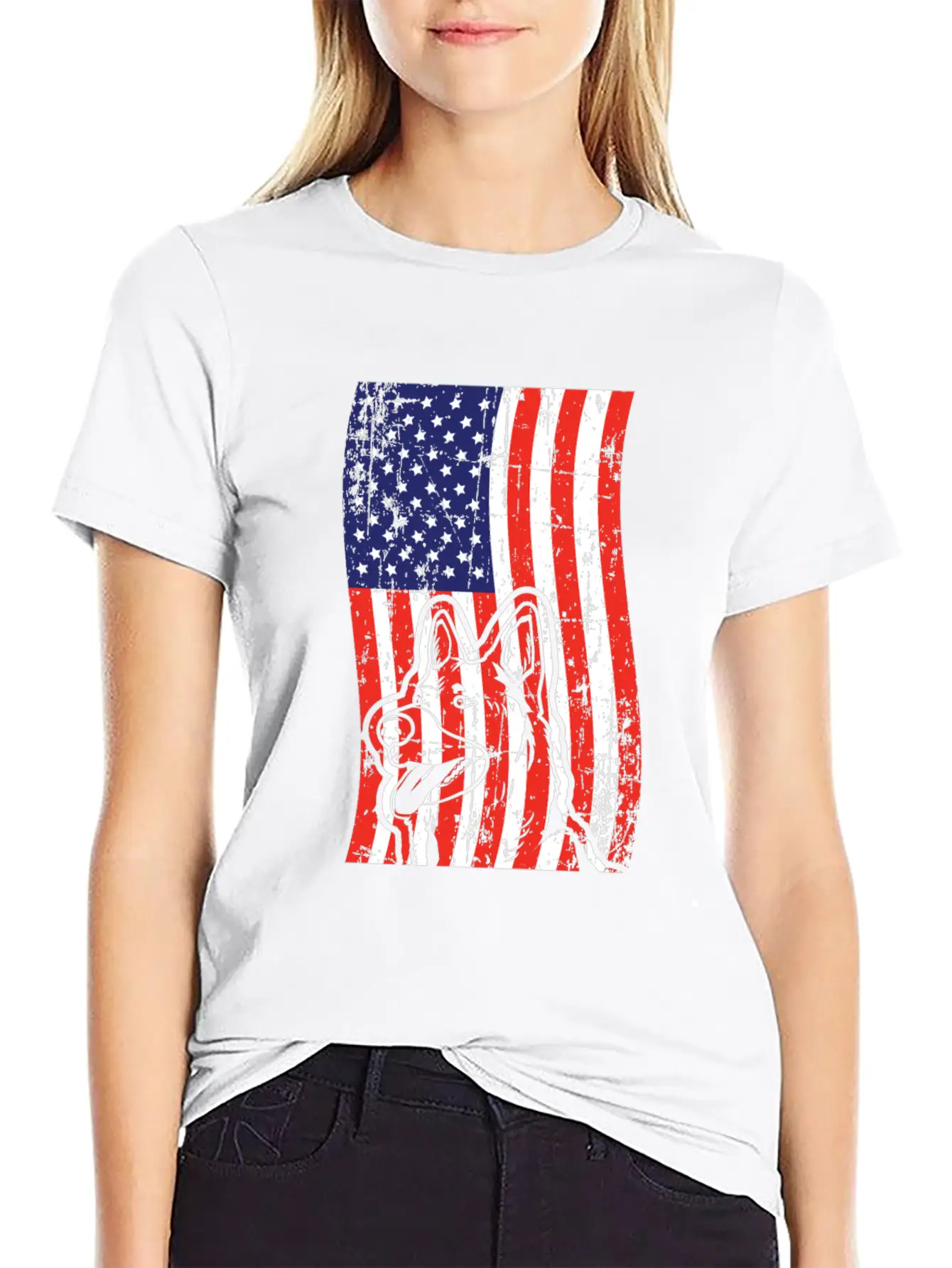 German Shepherd American Flag Patriotic Dog Breed Unisex Short Sleeve Soft Cotton T-Shirt – Casual Everyday Wear