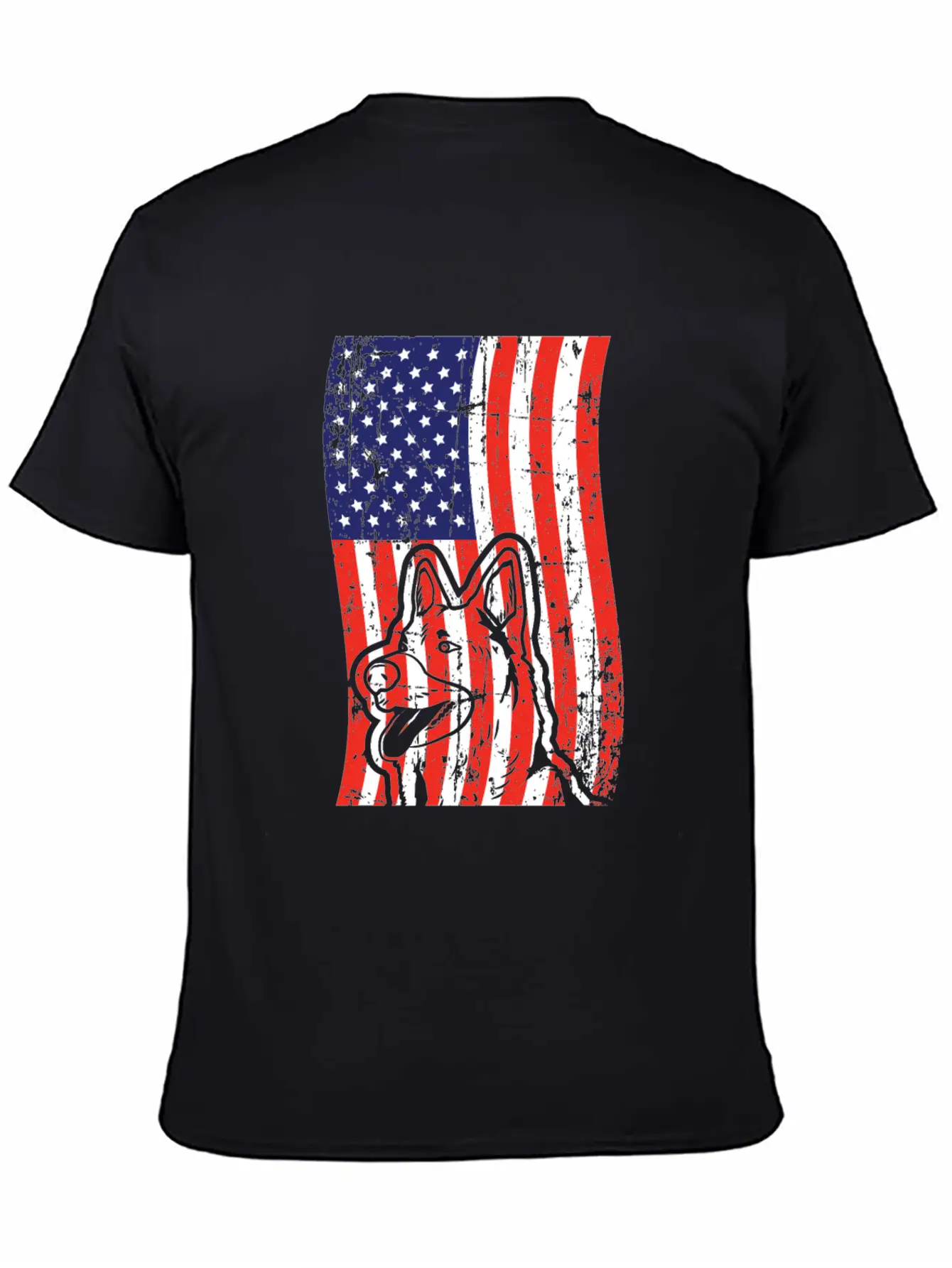 German Shepherd American Flag Patriotic Dog Breed Unisex Short Sleeve Soft Cotton T-Shirt – Casual Everyday Wear