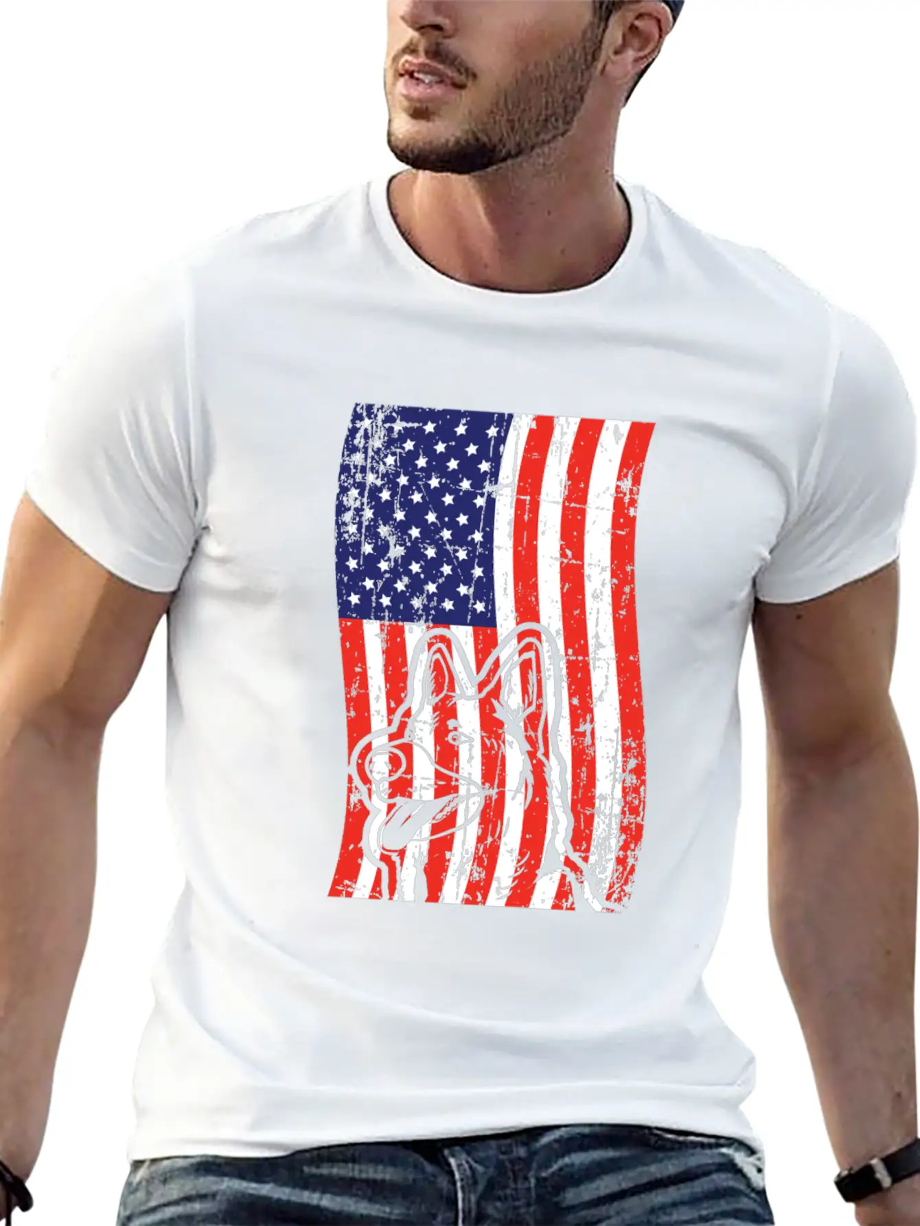 German Shepherd American Flag Patriotic Dog Breed Unisex Short Sleeve Soft Cotton T-Shirt – Casual Everyday Wear