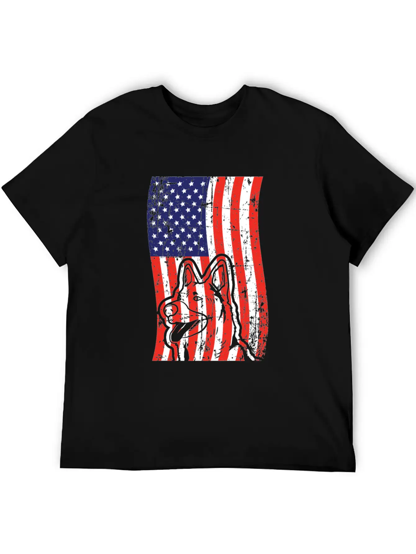 German Shepherd American Flag Patriotic Dog Breed Unisex Short Sleeve Soft Cotton T-Shirt – Casual Everyday Wear