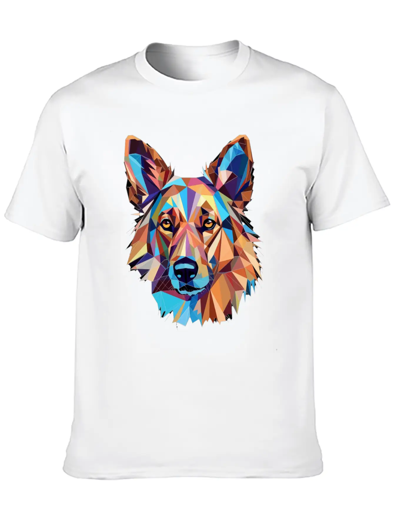 German Shepherd Funny Dog Cubism Love Mom Dad Unisex Short Sleeve Soft Cotton T-Shirt – Casual Everyday Wear