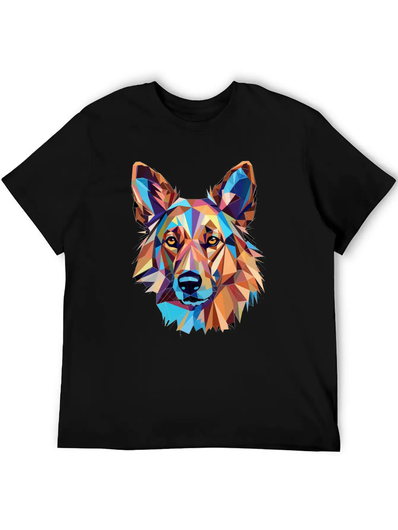 German Shepherd Funny Dog Cubism Love Mom Dad Unisex Short Sleeve Soft Cotton T-Shirt – Casual Everyday Wear