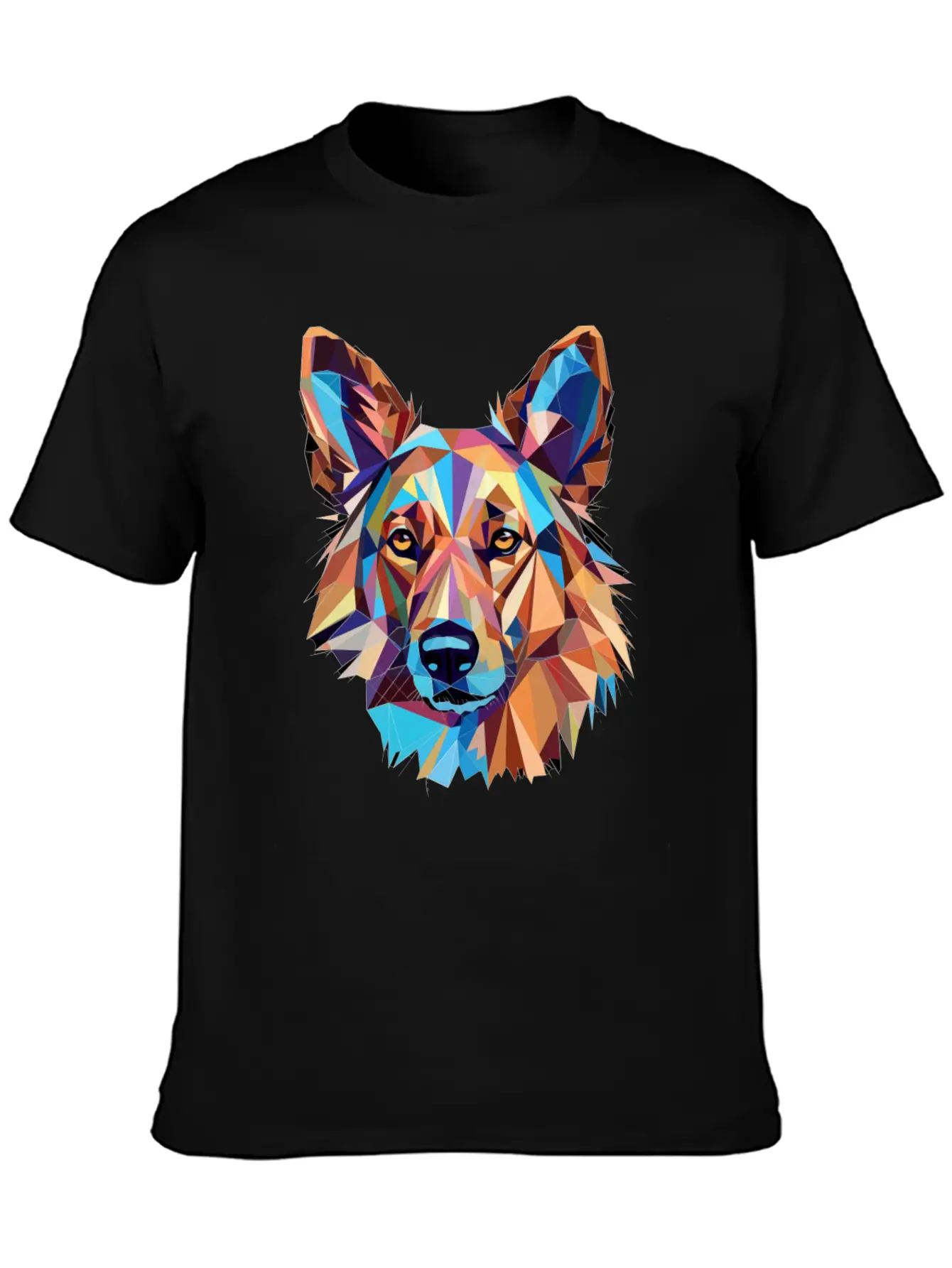 German Shepherd Funny Dog Cubism Love Mom Dad Unisex Short Sleeve Soft Cotton T-Shirt – Casual Everyday Wear