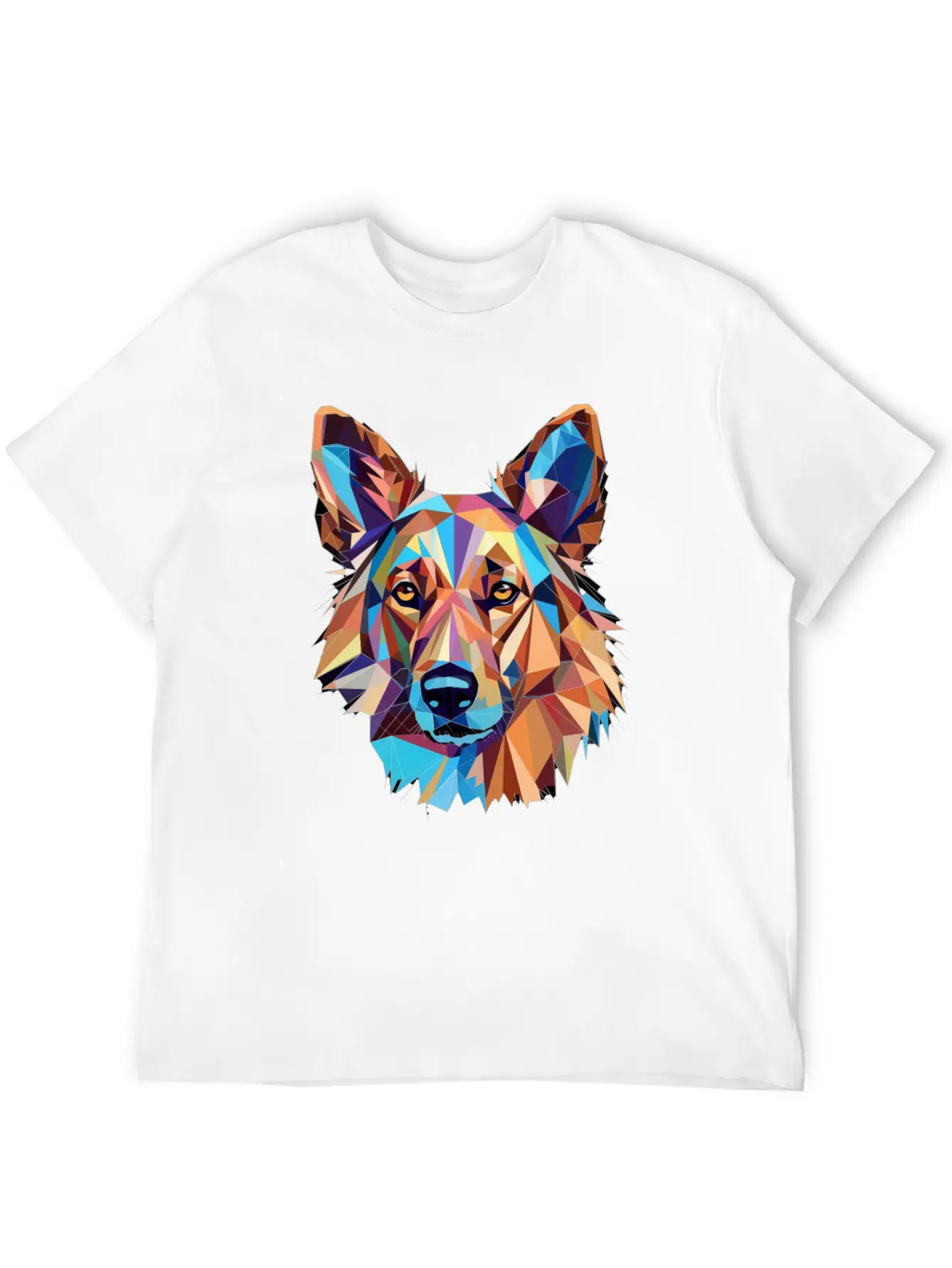 German Shepherd Funny Dog Cubism Love Mom Dad Unisex Short Sleeve Soft Cotton T-Shirt – Casual Everyday Wear