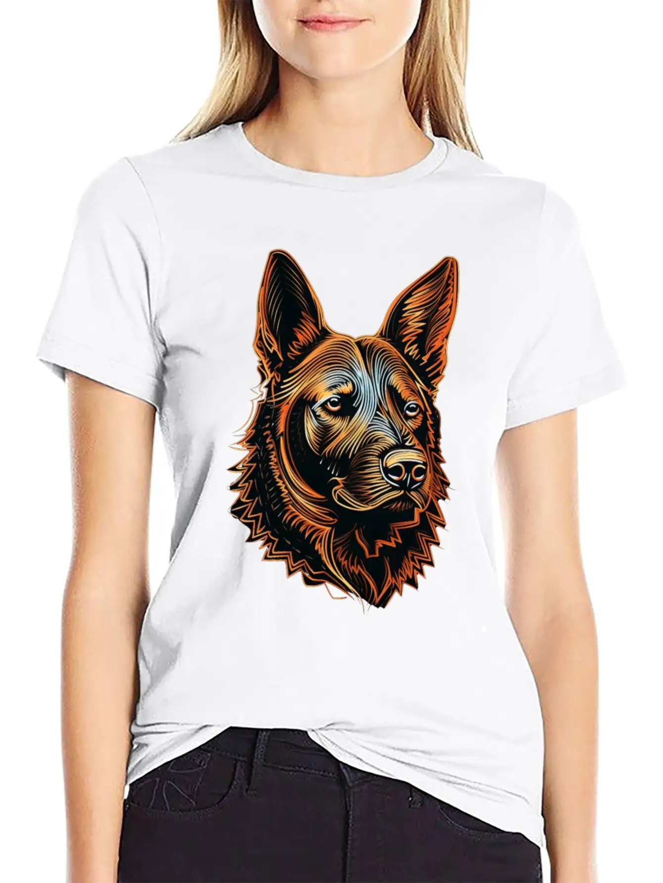 German Shepherd Funny Dog Street Art Comic Pet Stylish Everyday T-Shirt – Unisex Basic Cotton Tee