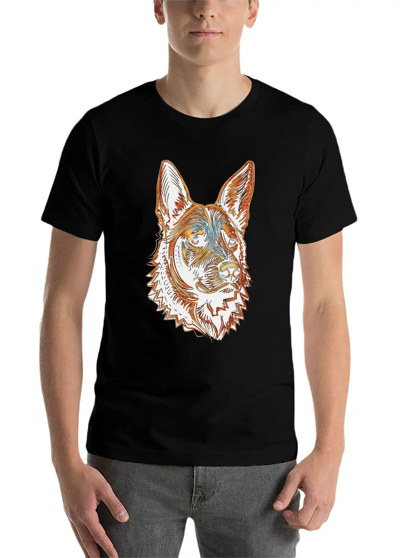 German Shepherd Funny Dog Street Art Comic Pet Stylish Everyday T-Shirt – Unisex Basic Cotton Tee