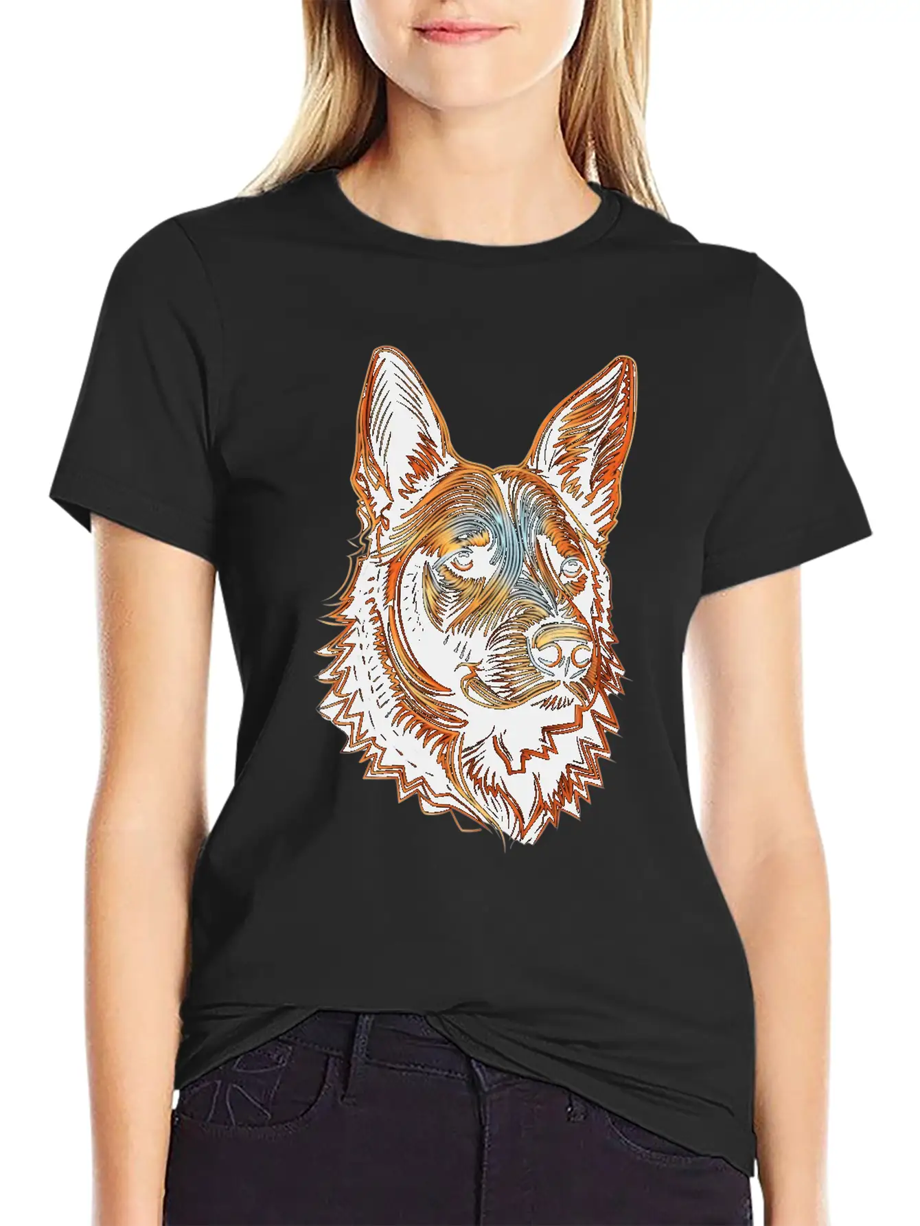 German Shepherd Funny Dog Street Art Comic Pet Stylish Everyday T-Shirt – Unisex Basic Cotton Tee