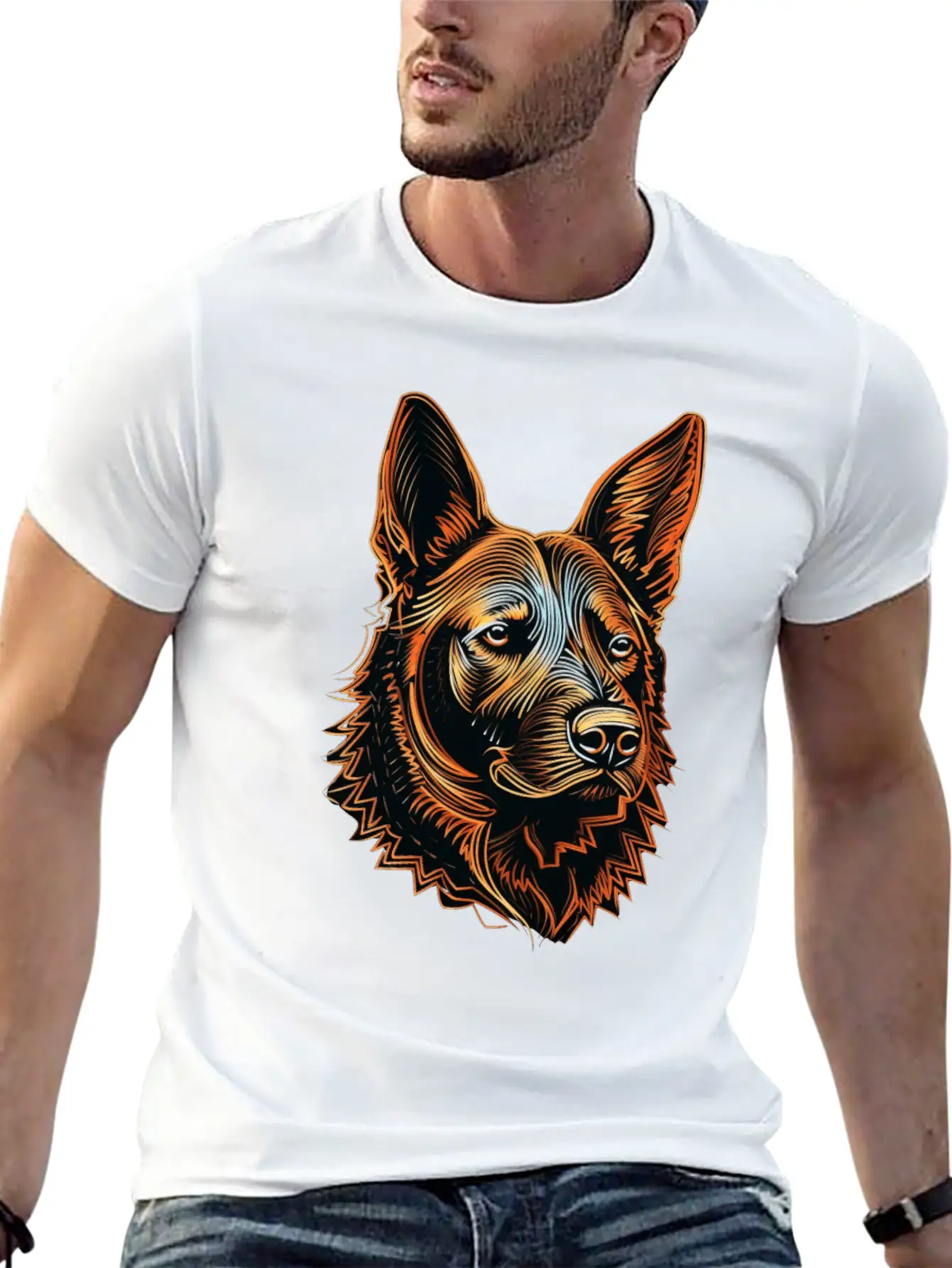 German Shepherd Funny Dog Street Art Comic Pet Stylish Everyday T-Shirt – Unisex Basic Cotton Tee