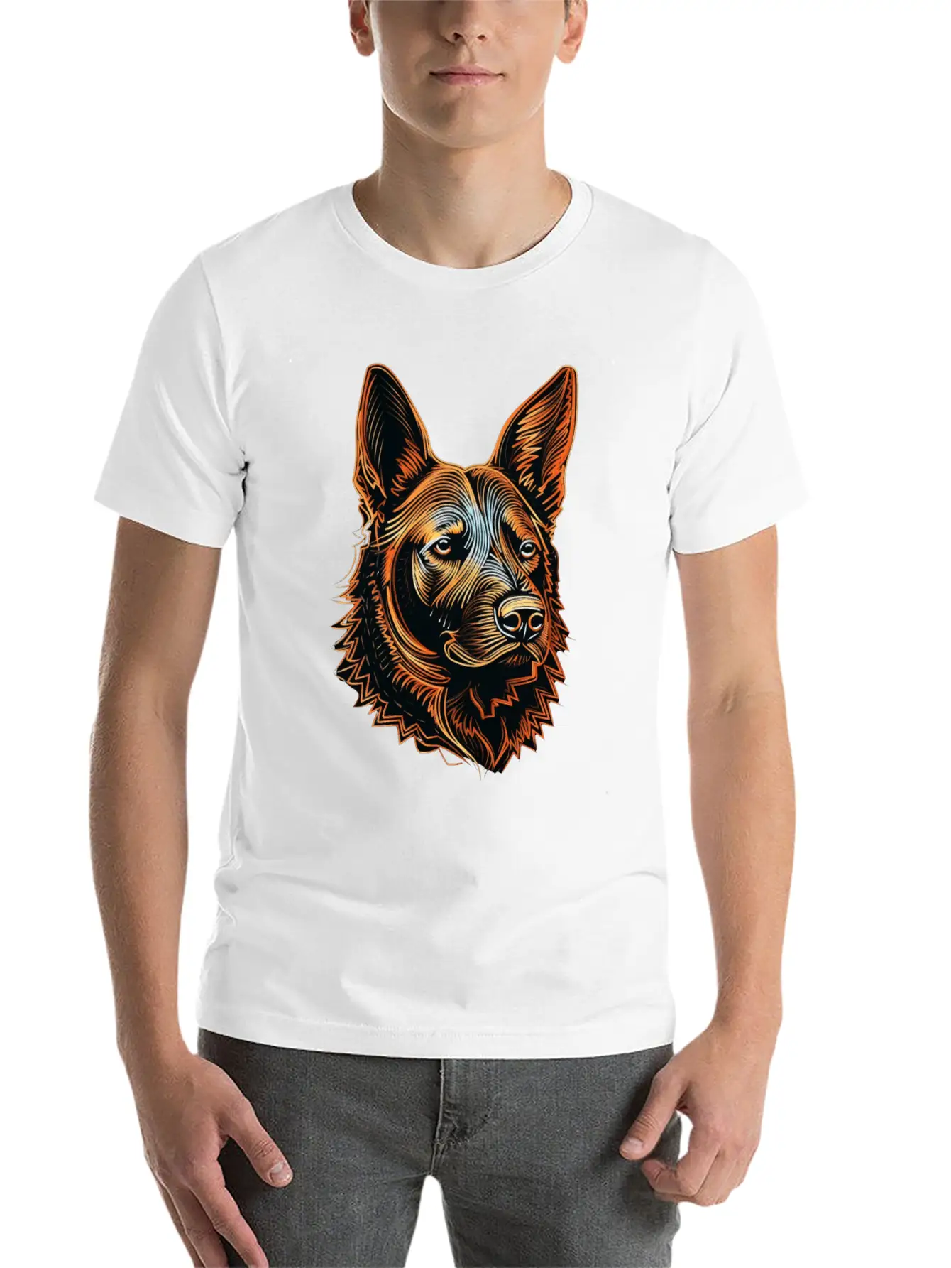 German Shepherd Funny Dog Street Art Comic Pet Stylish Everyday T-Shirt – Unisex Basic Cotton Tee