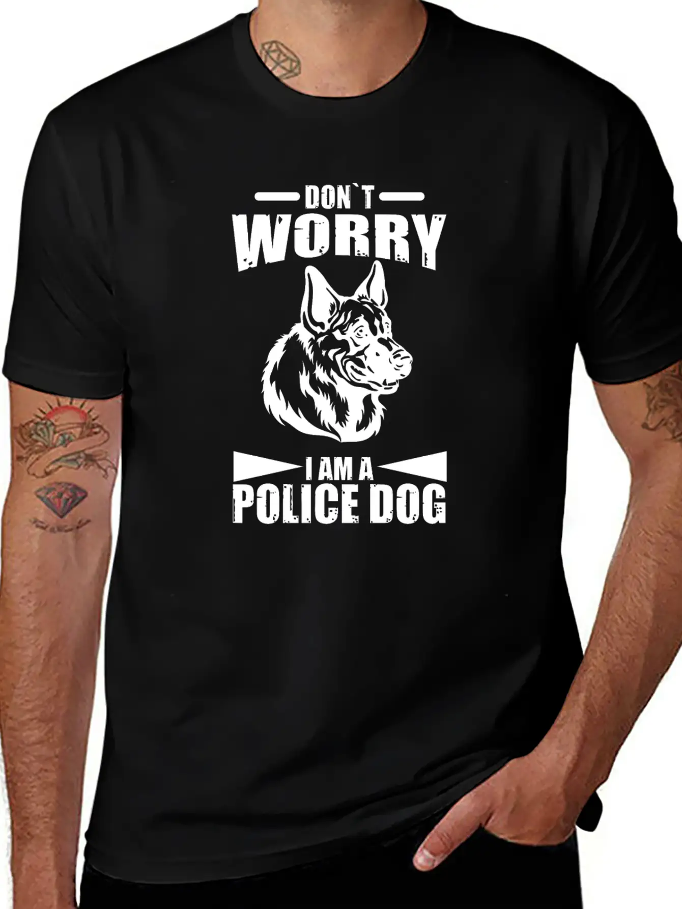 German Shepherd Police Dog Police Dog Wachund Dogs Stylish Everyday T-Shirt – Unisex Basic Cotton Tee