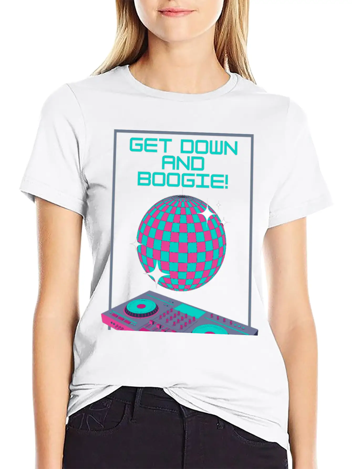 Get Down And Boogie! Disco 80s Unisex Short Sleeve Soft Cotton T-Shirt – Casual Everyday Wear