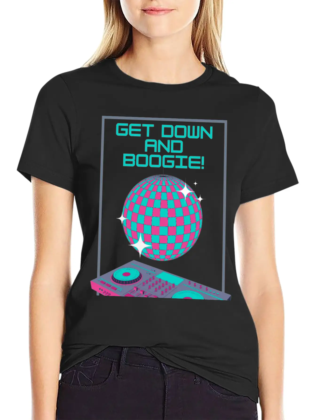 Get Down And Boogie! Disco 80s Unisex Short Sleeve Soft Cotton T-Shirt – Casual Everyday Wear