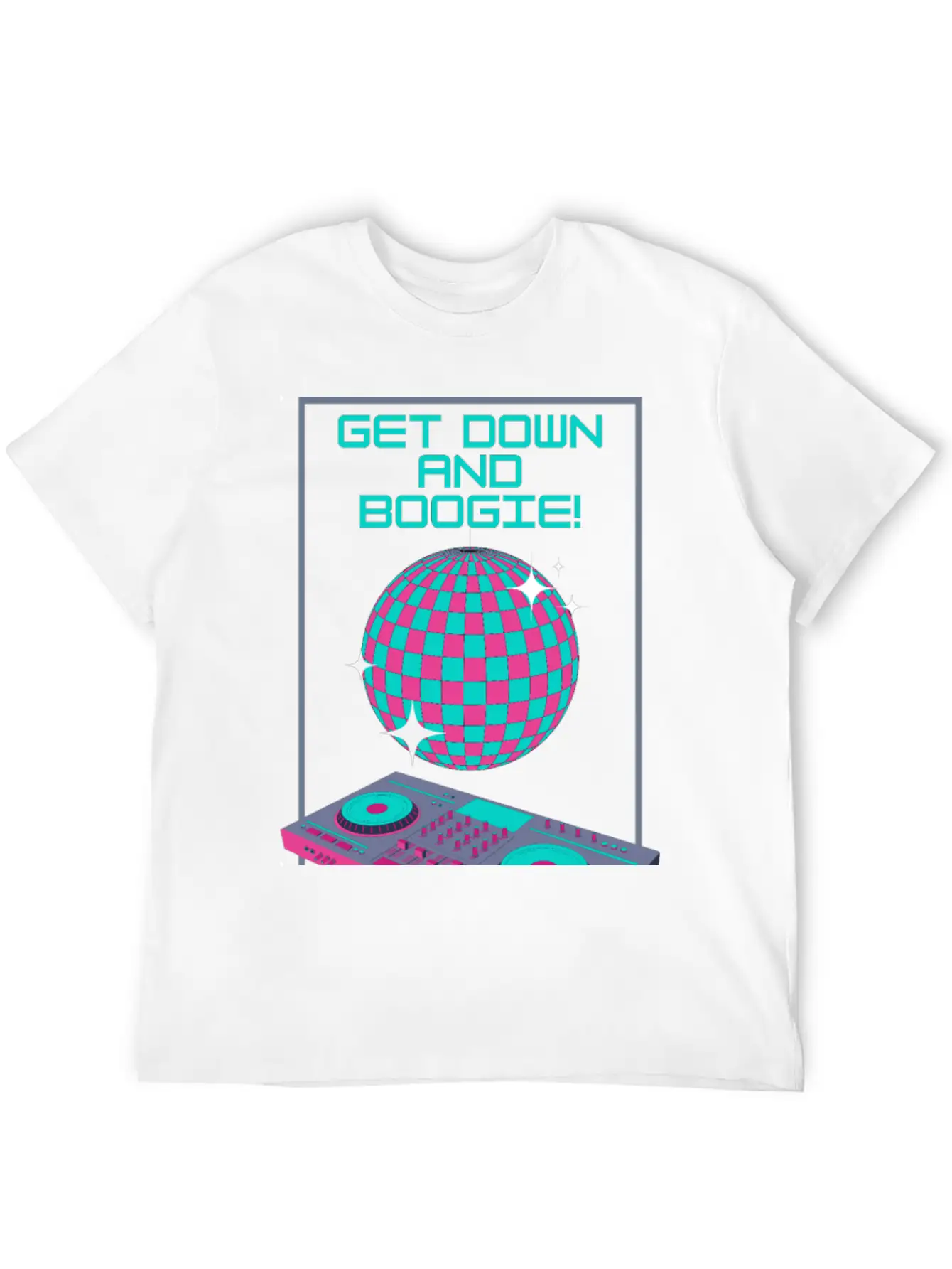 Get Down And Boogie! Disco 80s Unisex Short Sleeve Soft Cotton T-Shirt – Casual Everyday Wear