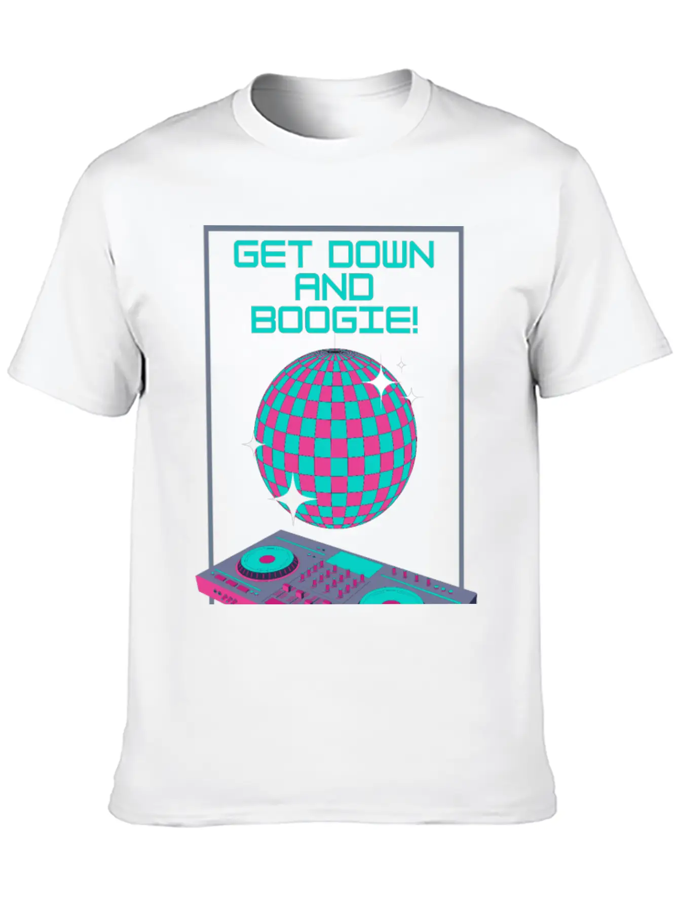 Get Down And Boogie! Disco 80s Unisex Short Sleeve Soft Cotton T-Shirt – Casual Everyday Wear