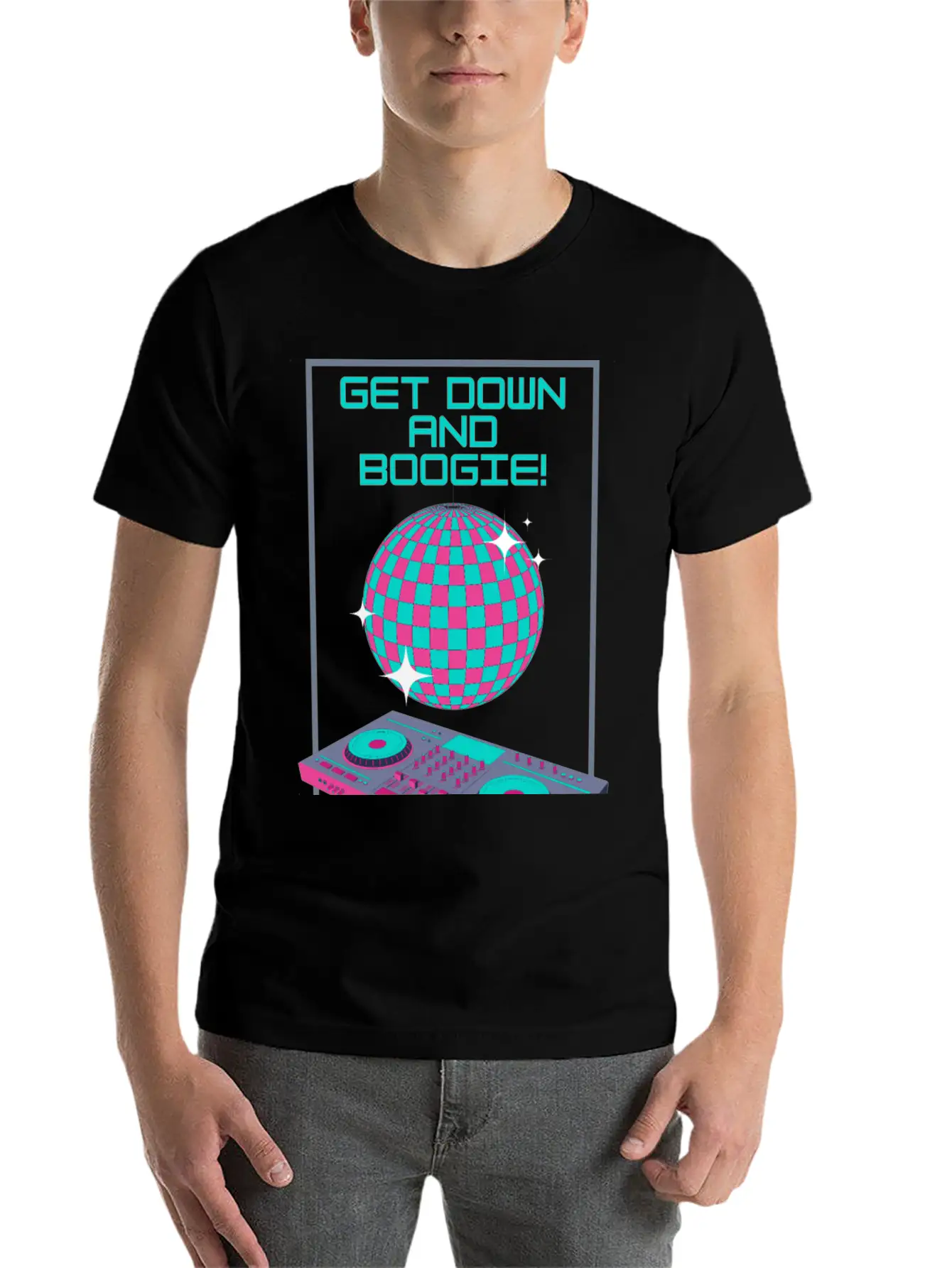 Get Down And Boogie! Disco 80s Unisex Short Sleeve Soft Cotton T-Shirt – Casual Everyday Wear