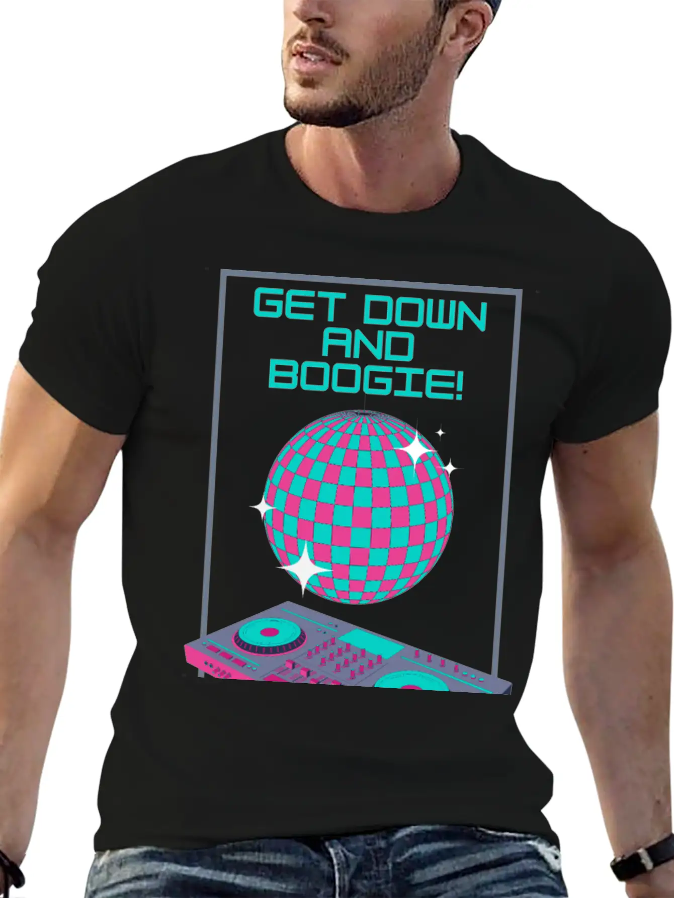 Get Down And Boogie! Disco 80s Unisex Short Sleeve Soft Cotton T-Shirt – Casual Everyday Wear