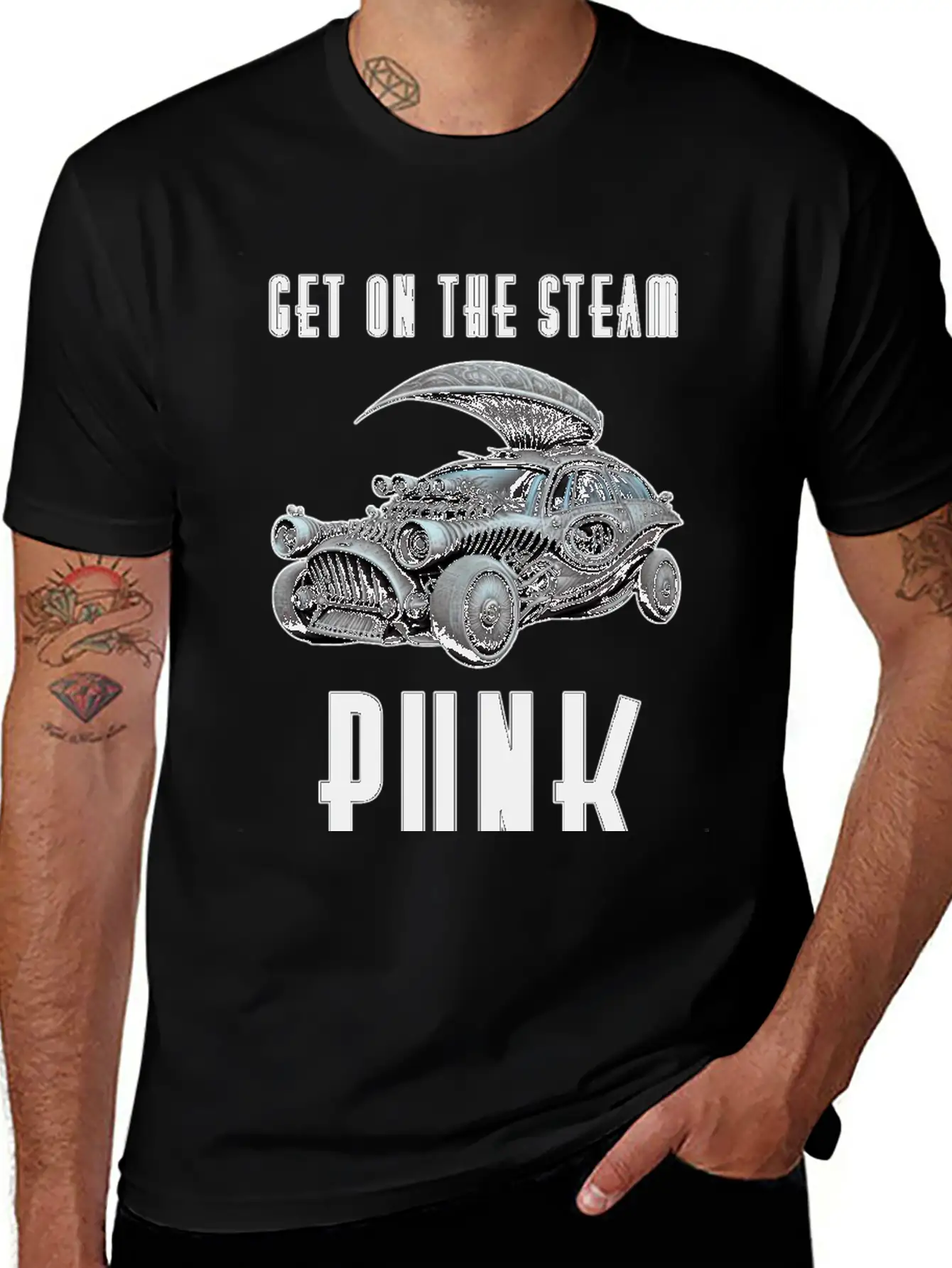 Get On The Steam Punk T-Shirt Stylish Everyday T-Shirt – Unisex Basic Cotton Tee