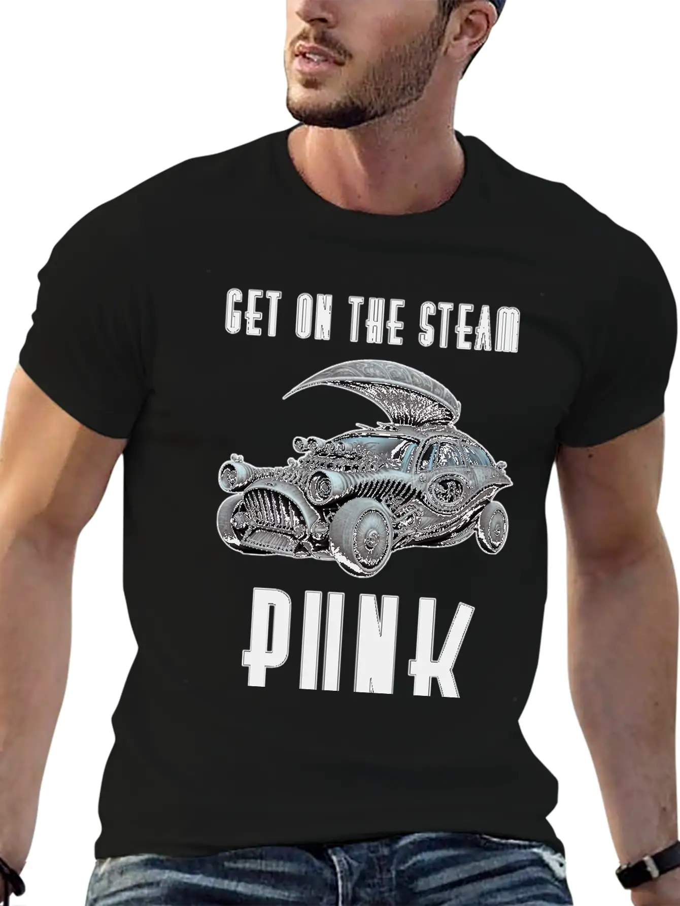 Get On The Steam Punk T-Shirt Stylish Everyday T-Shirt – Unisex Basic Cotton Tee