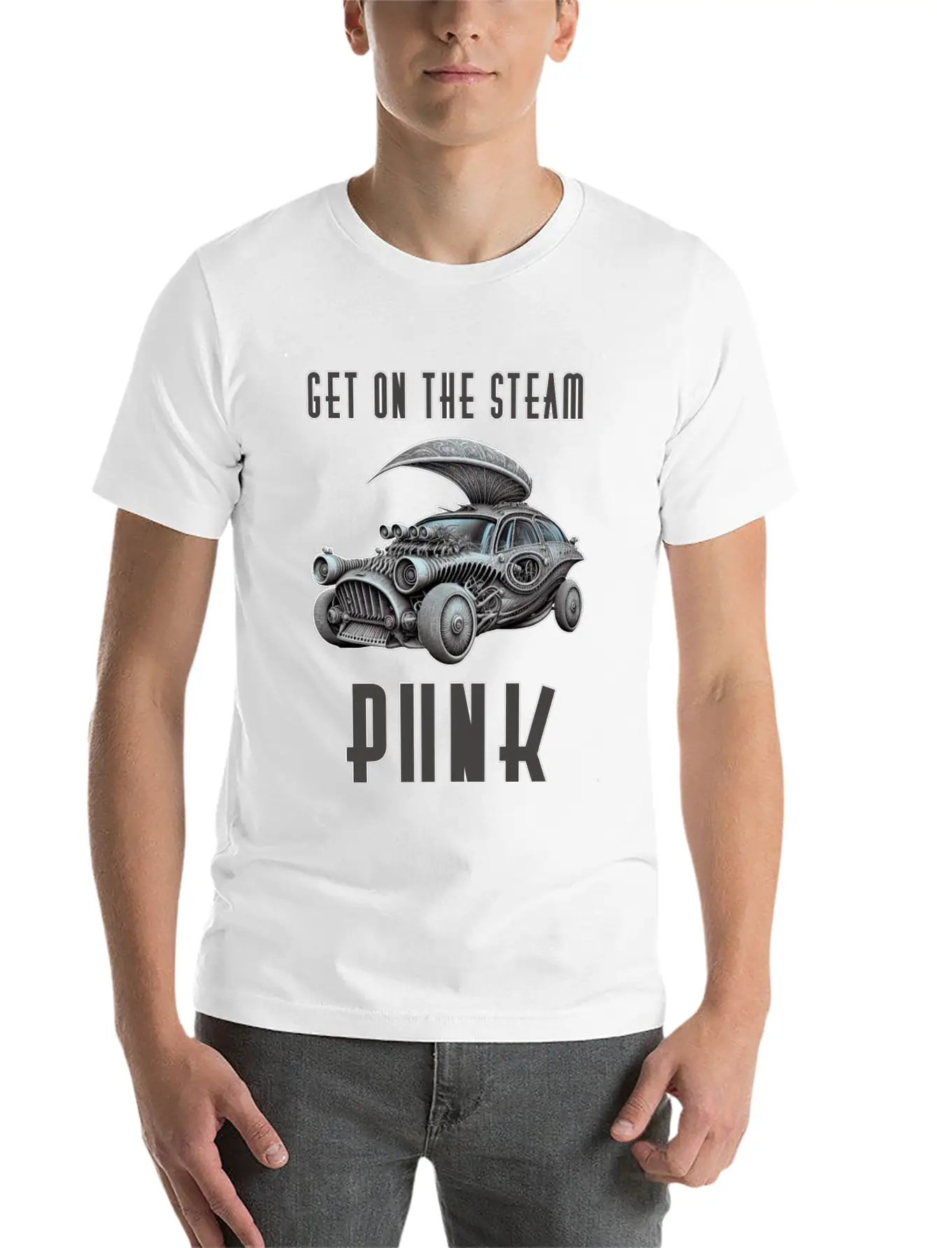 Get On The Steam Punk T-Shirt Stylish Everyday T-Shirt – Unisex Basic Cotton Tee