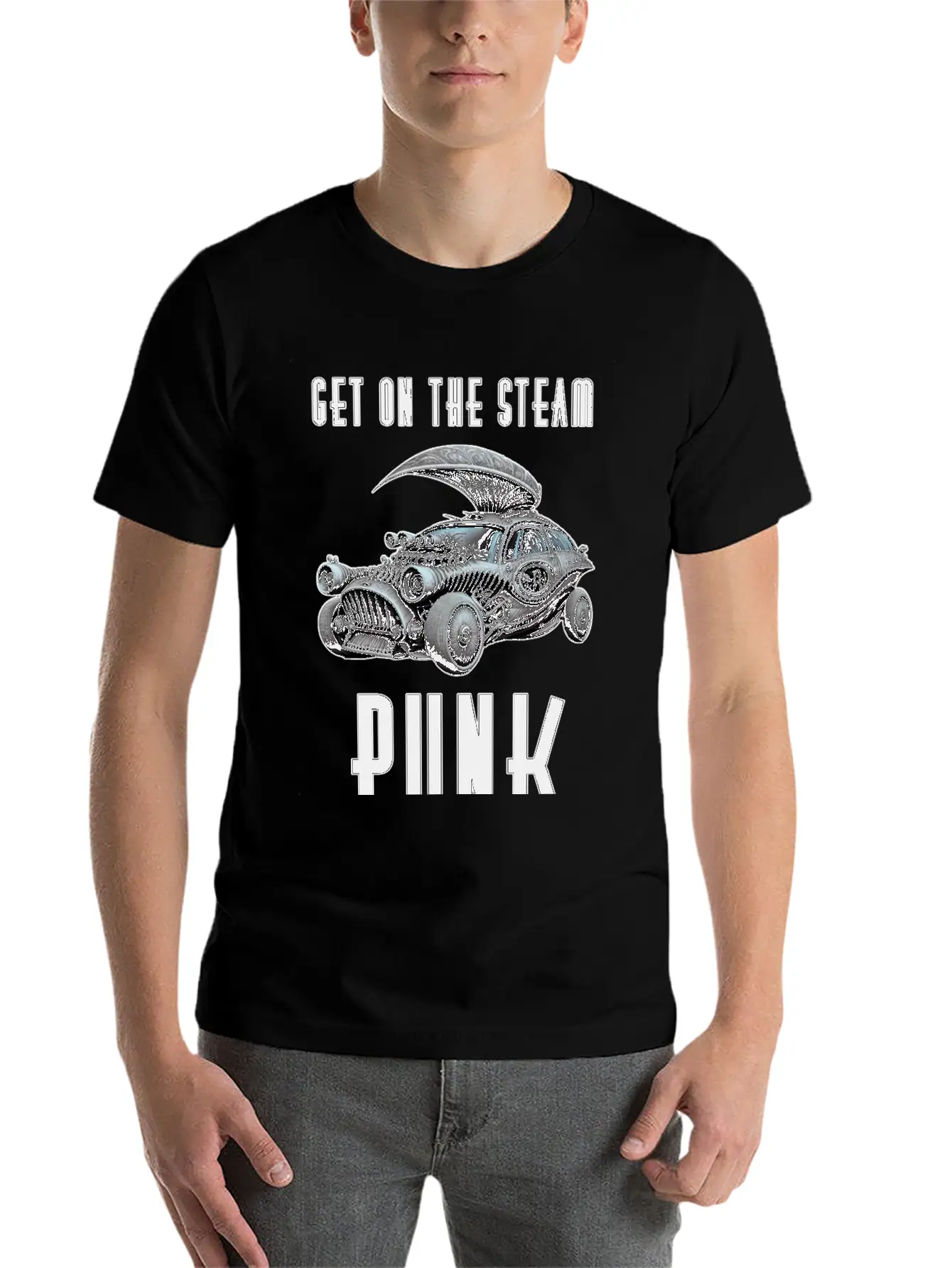 Get On The Steam Punk T-Shirt Stylish Everyday T-Shirt – Unisex Basic Cotton Tee