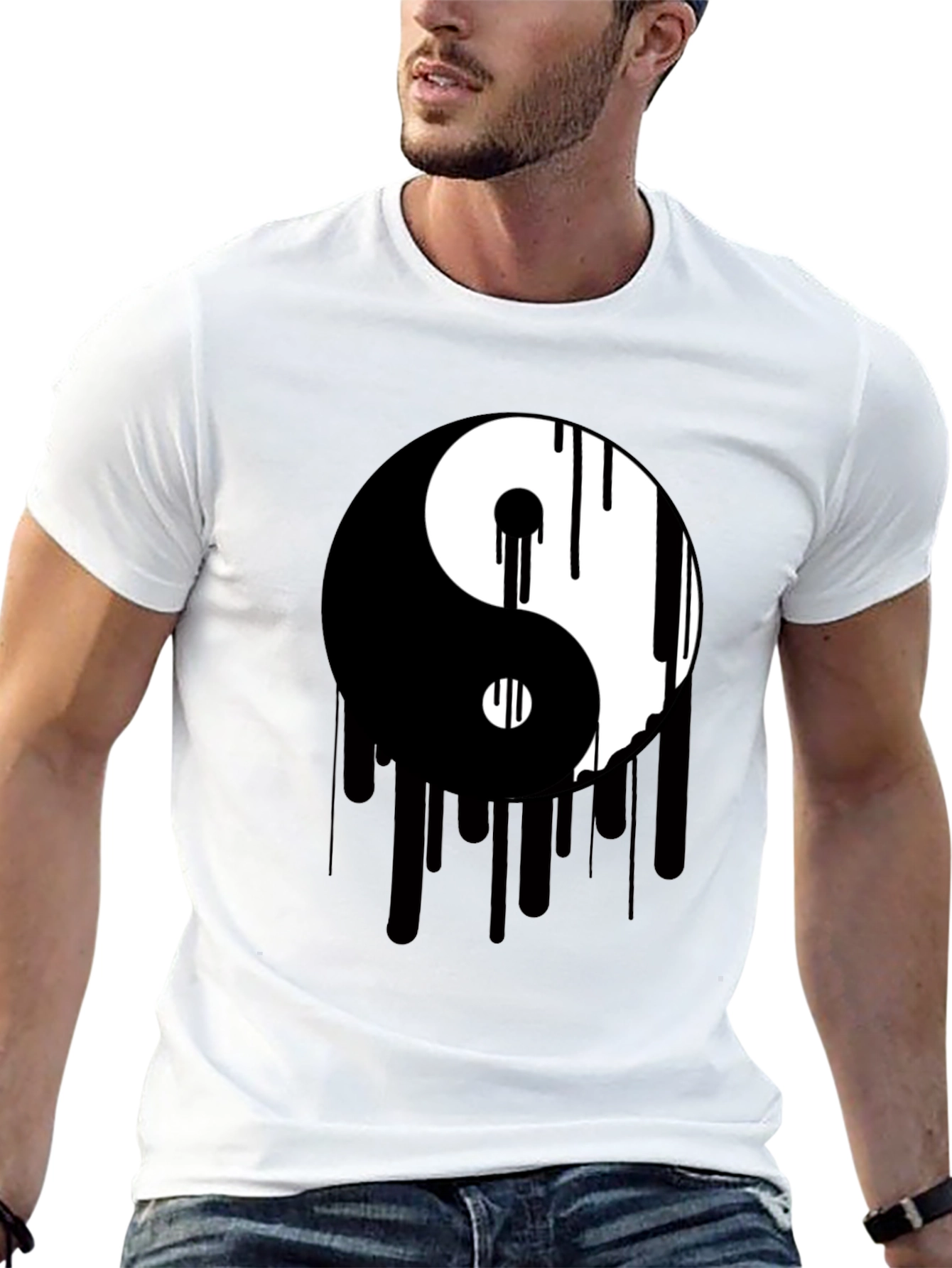 Yin Yang Drip Graphic Tee - Black