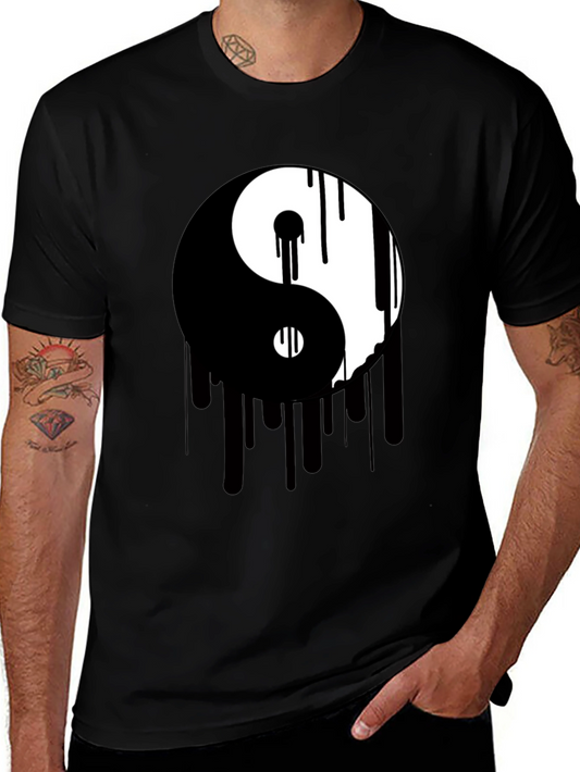 Yin Yang Drip Graphic Tee - Black