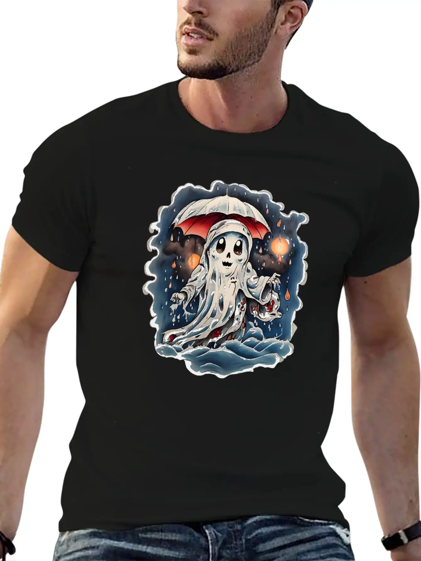 Ghost In The Rain Unisex Short Sleeve Soft Cotton T-Shirt – Casual Everyday Wear