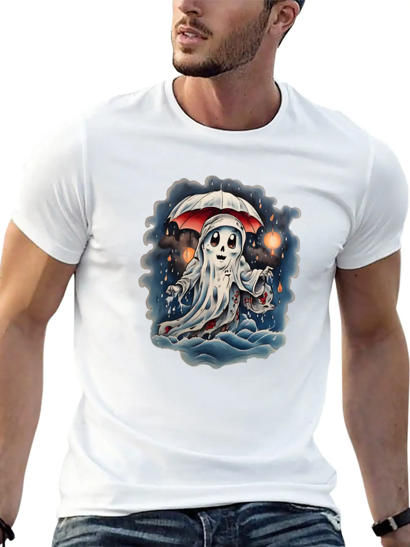 Ghost In The Rain Unisex Short Sleeve Soft Cotton T-Shirt – Casual Everyday Wear