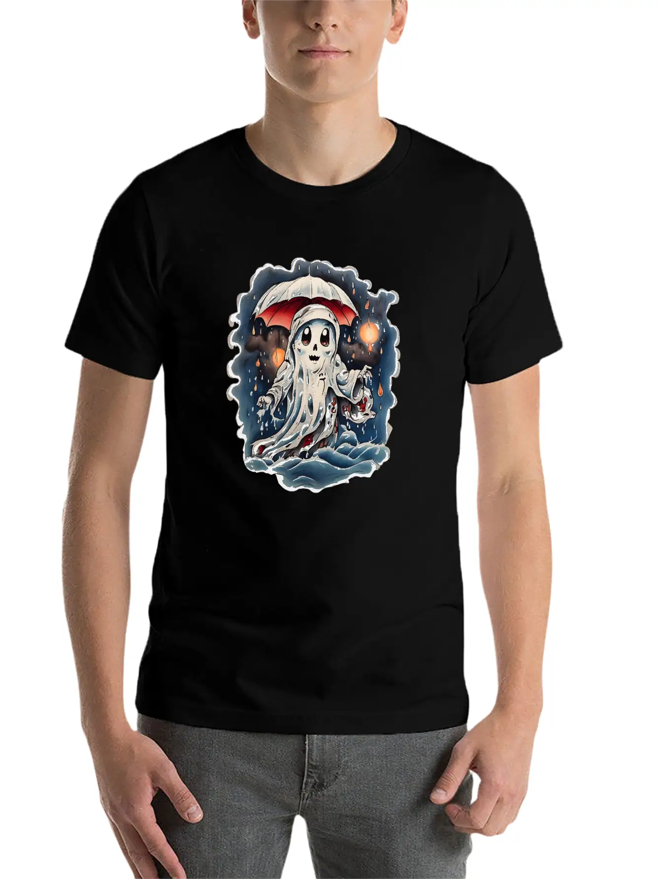 Ghost In The Rain Unisex Short Sleeve Soft Cotton T-Shirt – Casual Everyday Wear