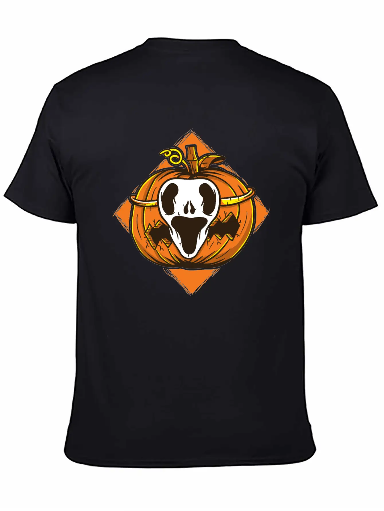 Ghost Mask Halloween Pumpkin Vector Unisex Short Sleeve Soft Cotton T-Shirt – Casual Everyday Wear