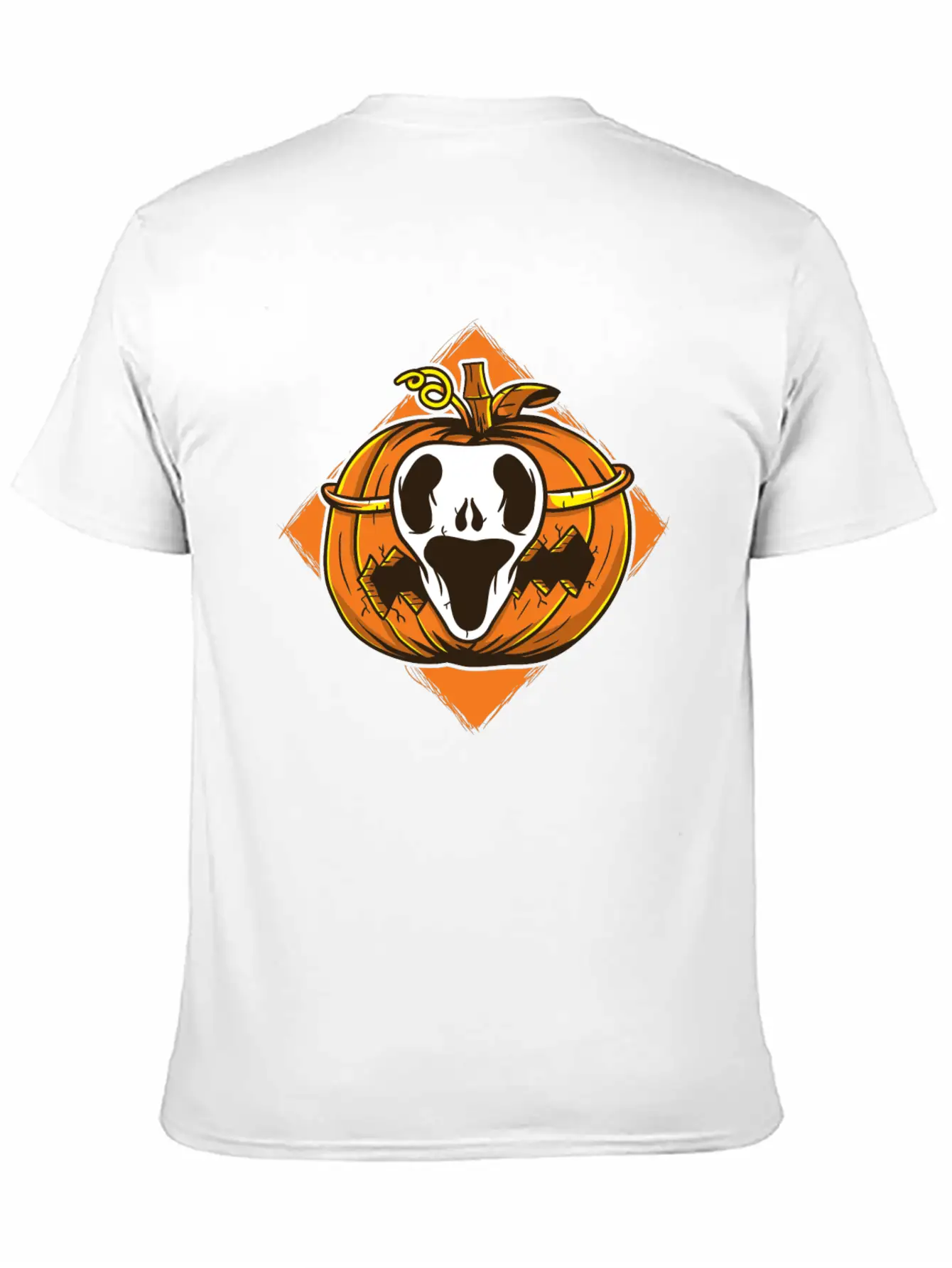 Ghost Mask Halloween Pumpkin Vector Unisex Short Sleeve Soft Cotton T-Shirt – Casual Everyday Wear