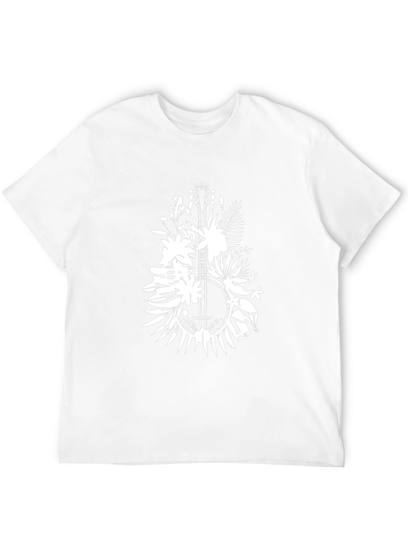 Floral Banjo Graphic Tee - Black Cotton T-Shirt