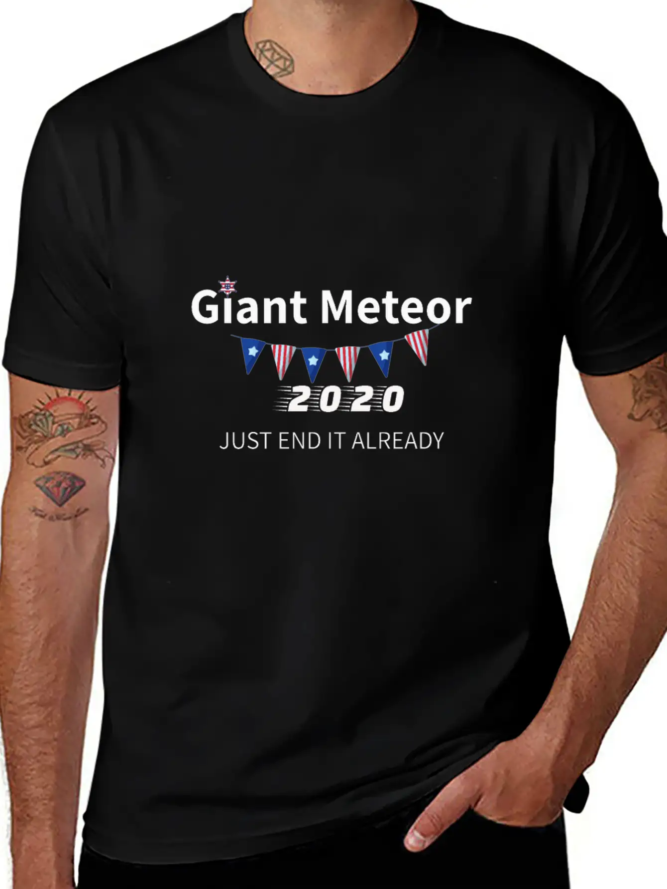 Giant Meteor 2020 Just End It Already Unisex Short Sleeve Soft Cotton T-Shirt – Casual Everyday Wear