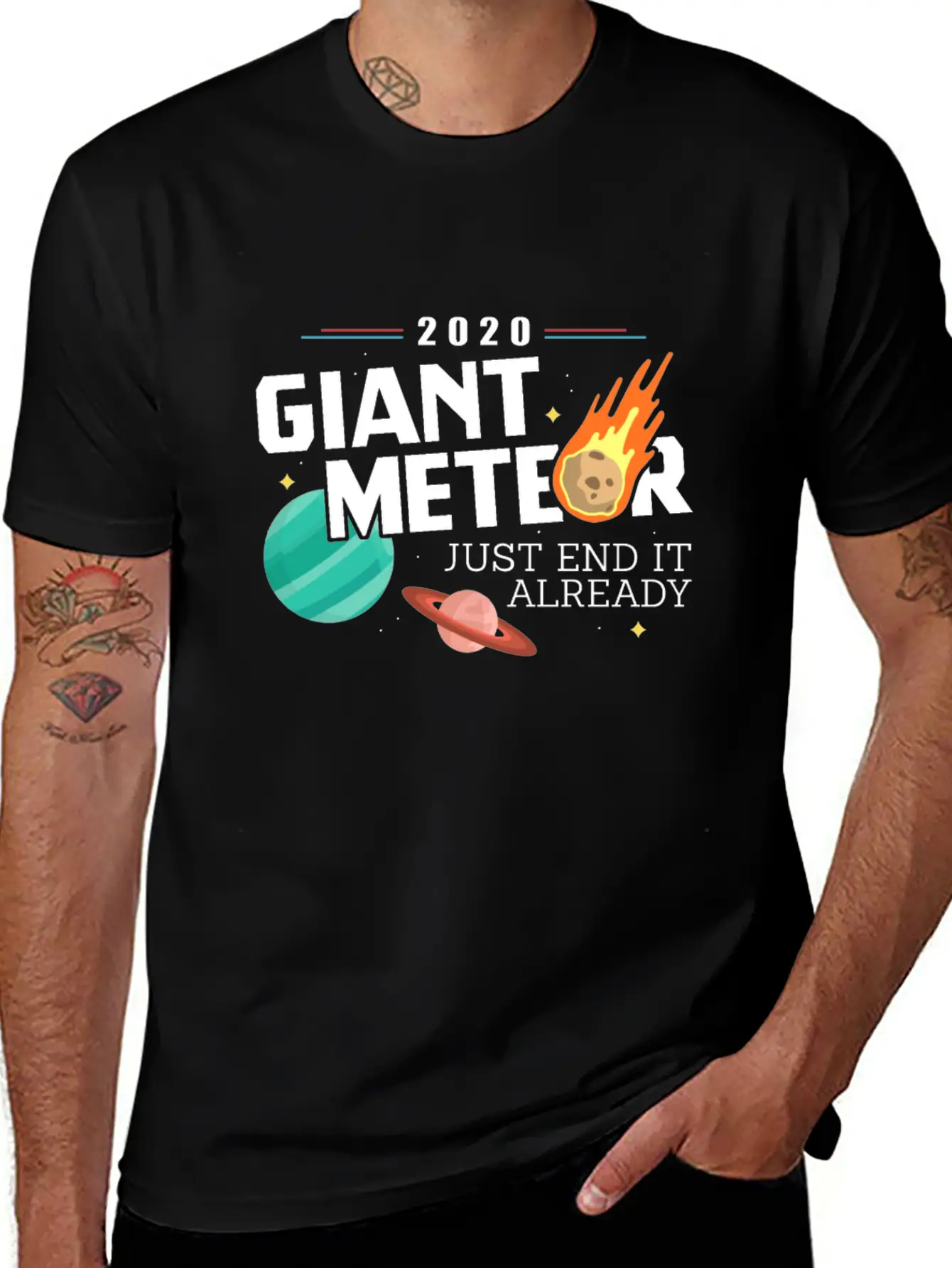 Giant Meteor Just End It Already - Funny Comfortable Minimalist Graphic Tee – Summer Style Essential