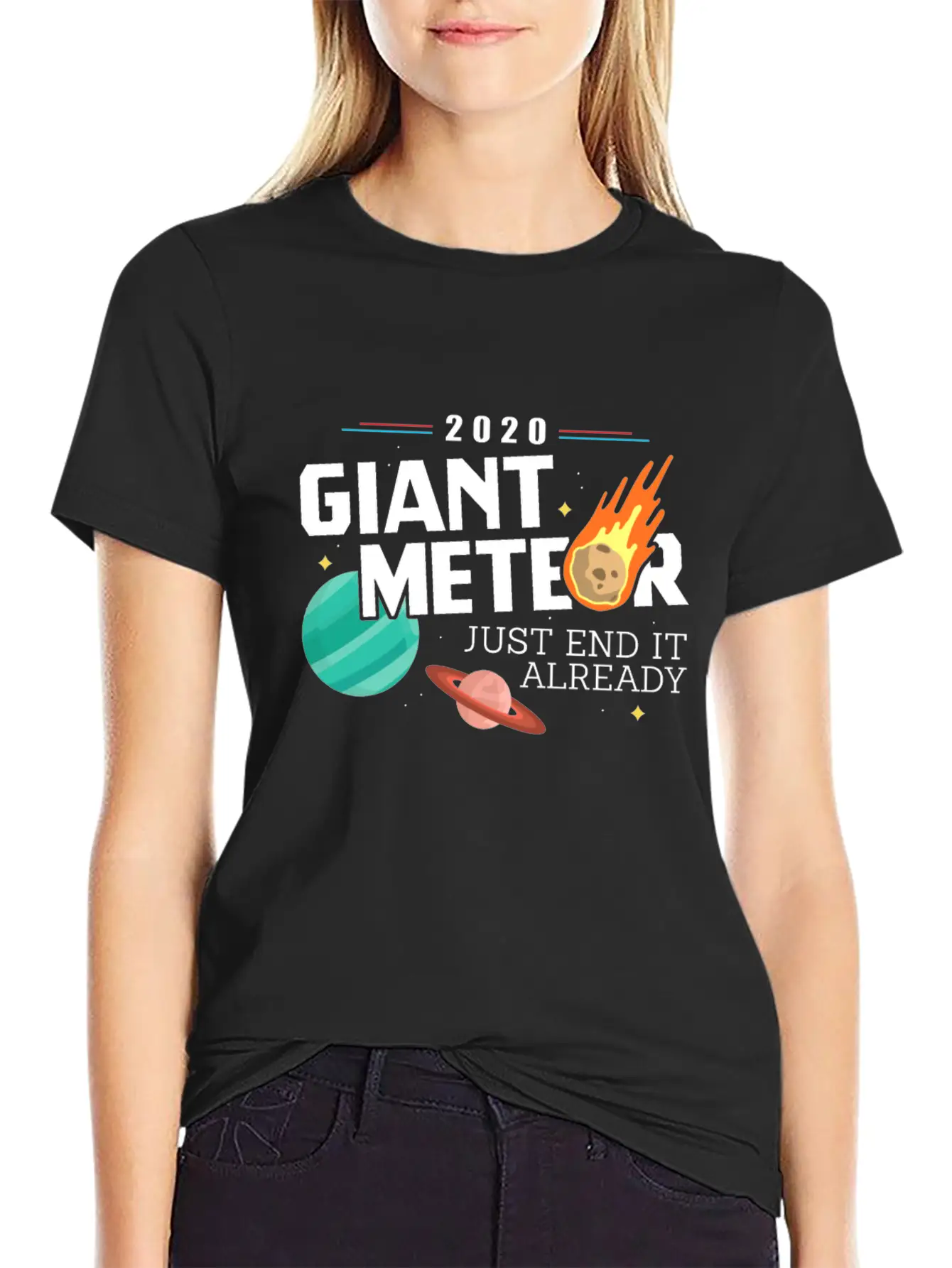 Giant Meteor Just End It Already - Funny Comfortable Minimalist Graphic Tee – Summer Style Essential
