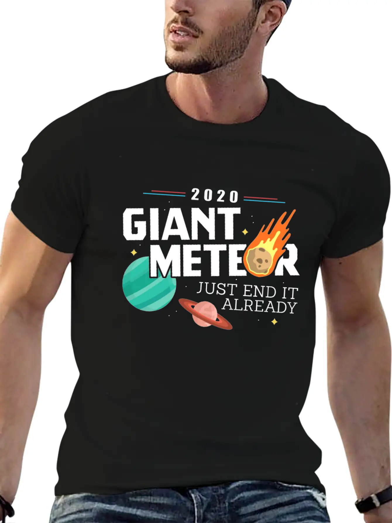 Giant Meteor Just End It Already - Funny Comfortable Minimalist Graphic Tee – Summer Style Essential