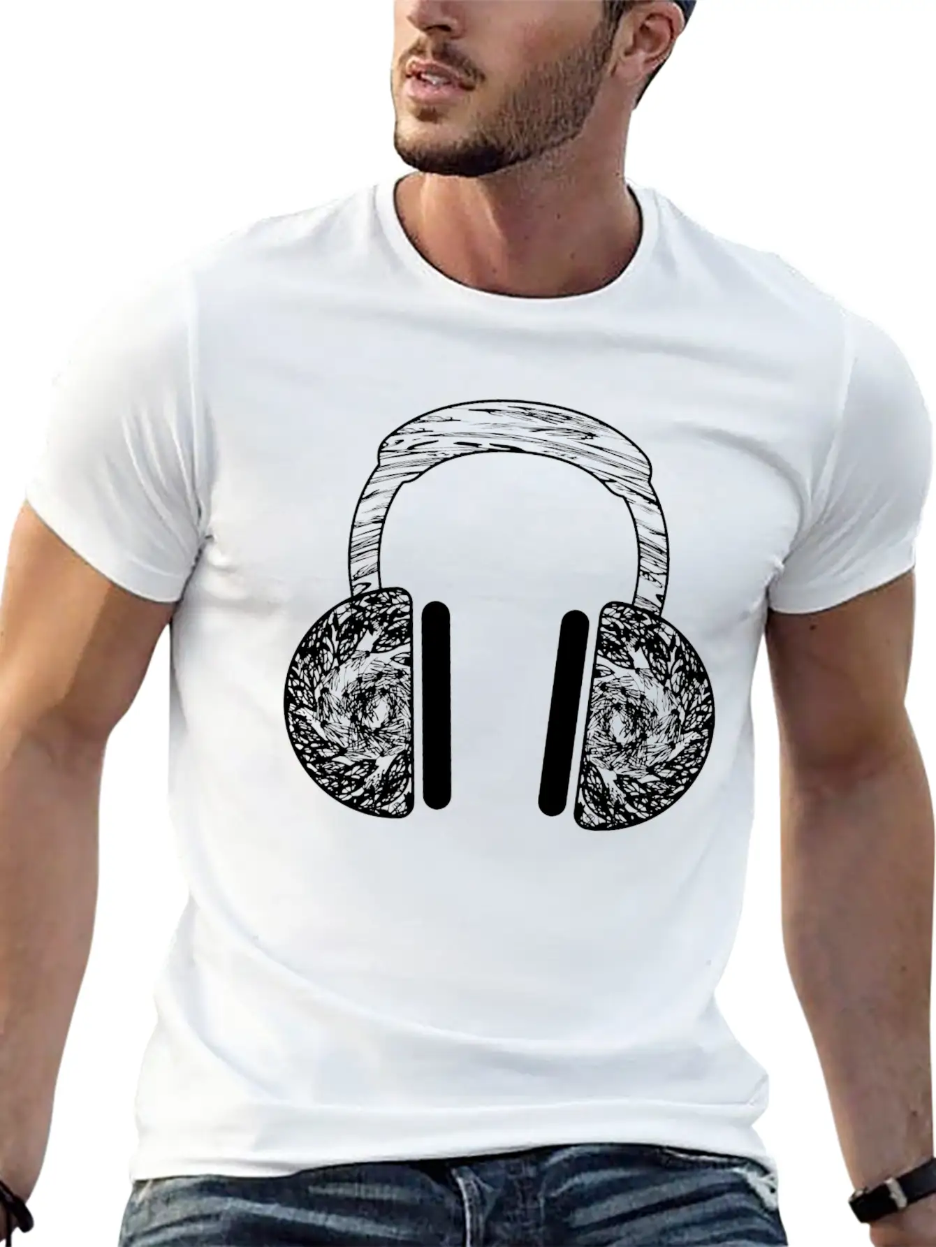 GIFT - HEADPHONE BLACK Basic Graphic T-Shirt – Daily Comfort In Soft Cotton